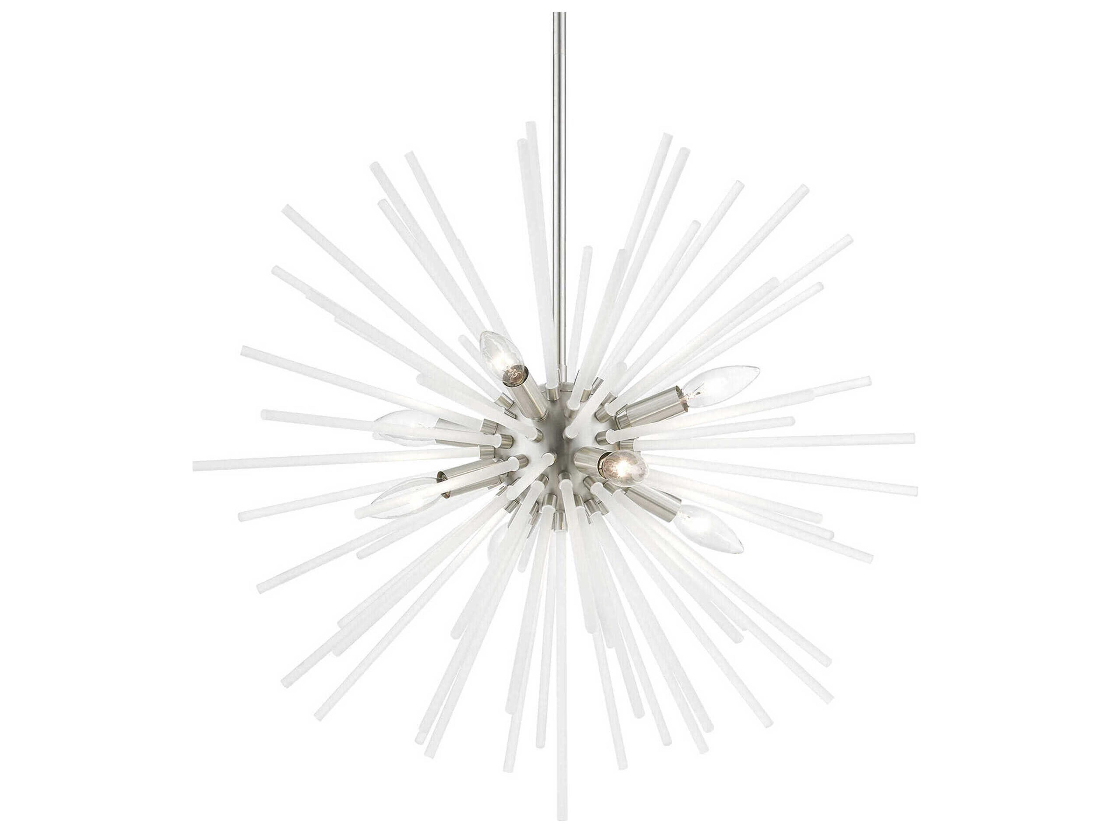 Livex Lighting Uptown 8-Light Brushed Nickel Glass Sputnik Pendant