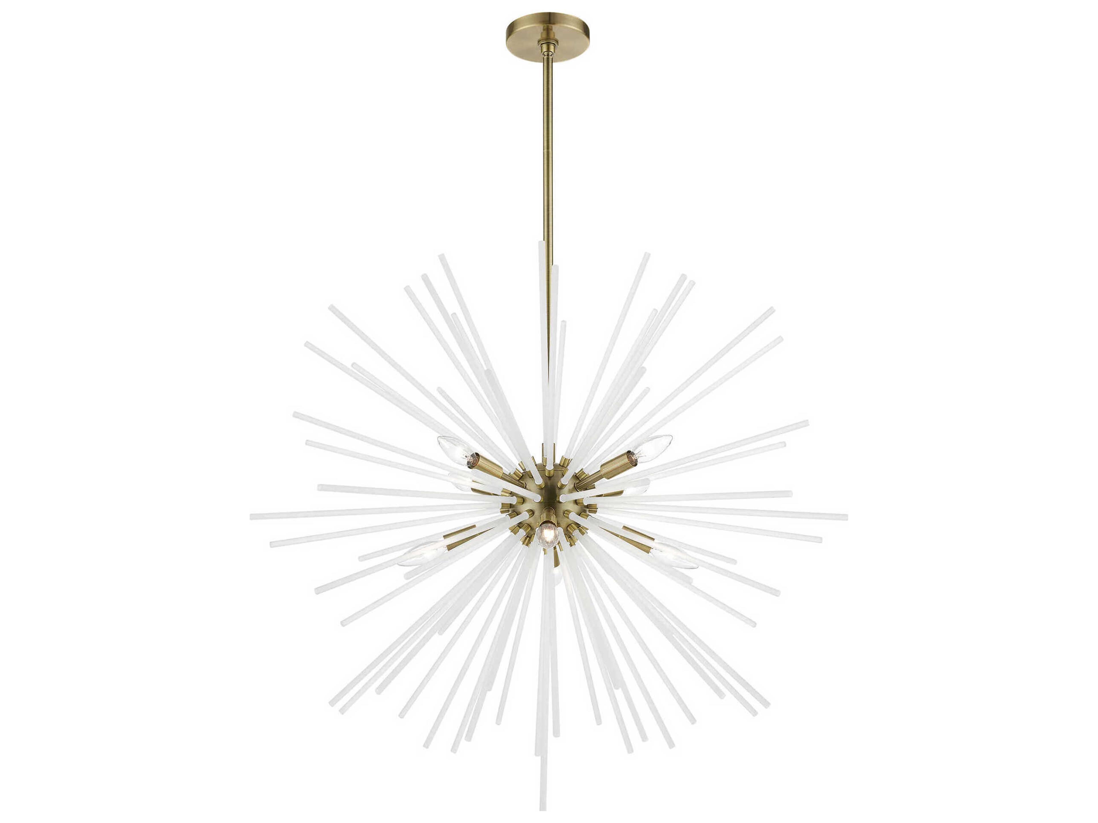 Livex Lighting Uptown 8-Light Antique Brass Glass Sputnik Pendant