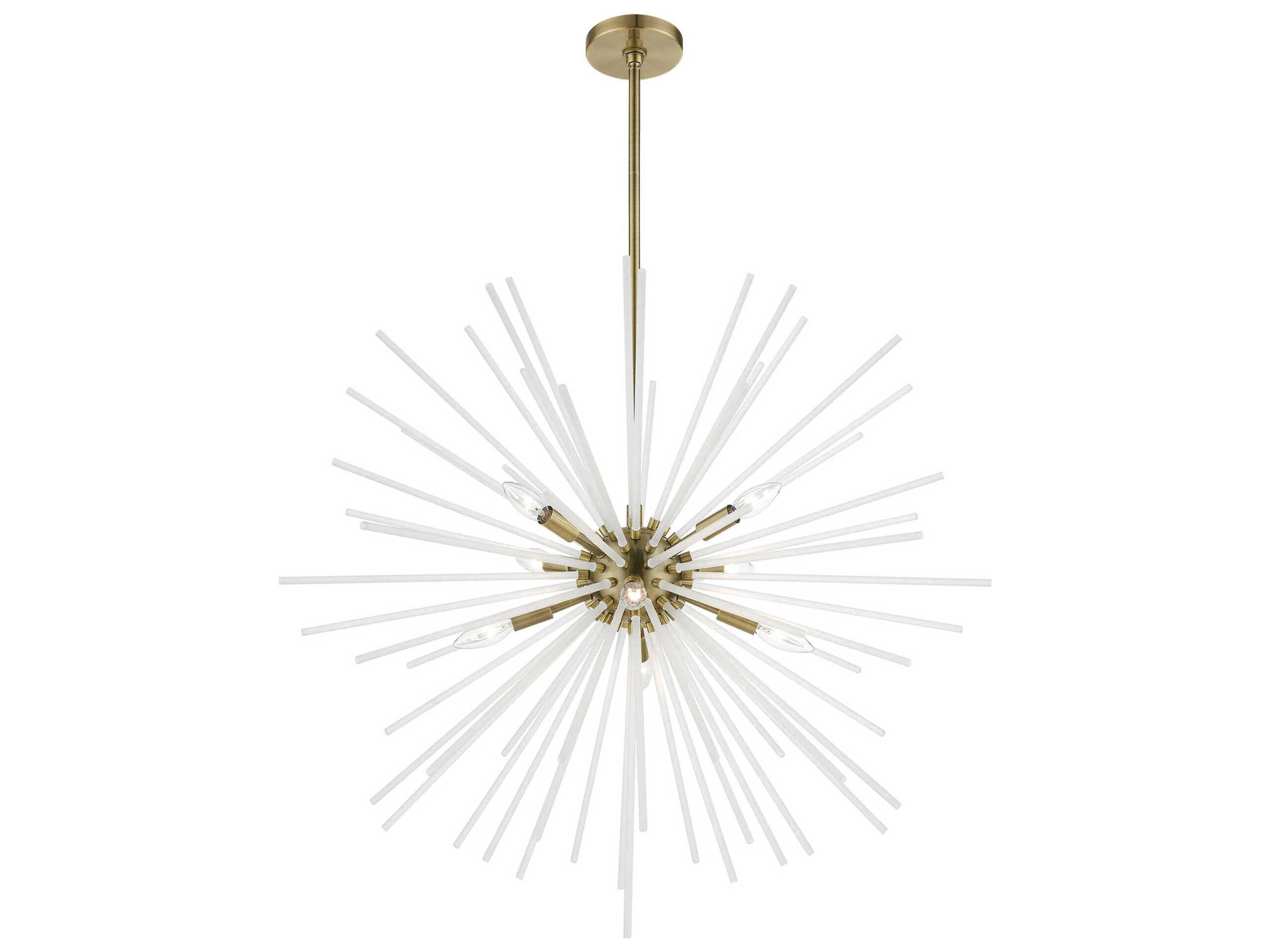 Livex Lighting Uptown 8-Light Antique Brass Glass Sputnik Pendant