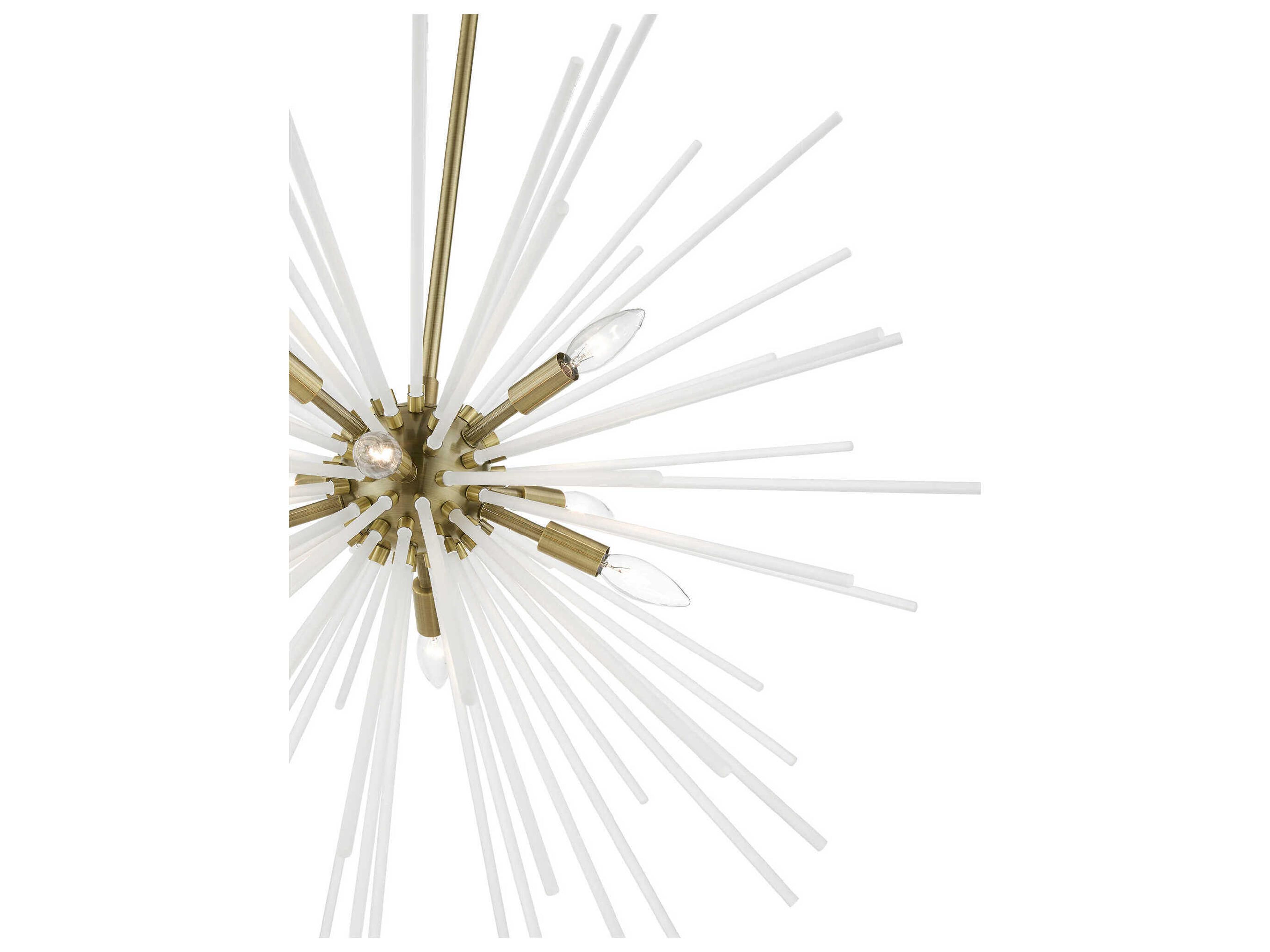 Livex Lighting Uptown 8-Light Antique Brass Glass Sputnik Pendant