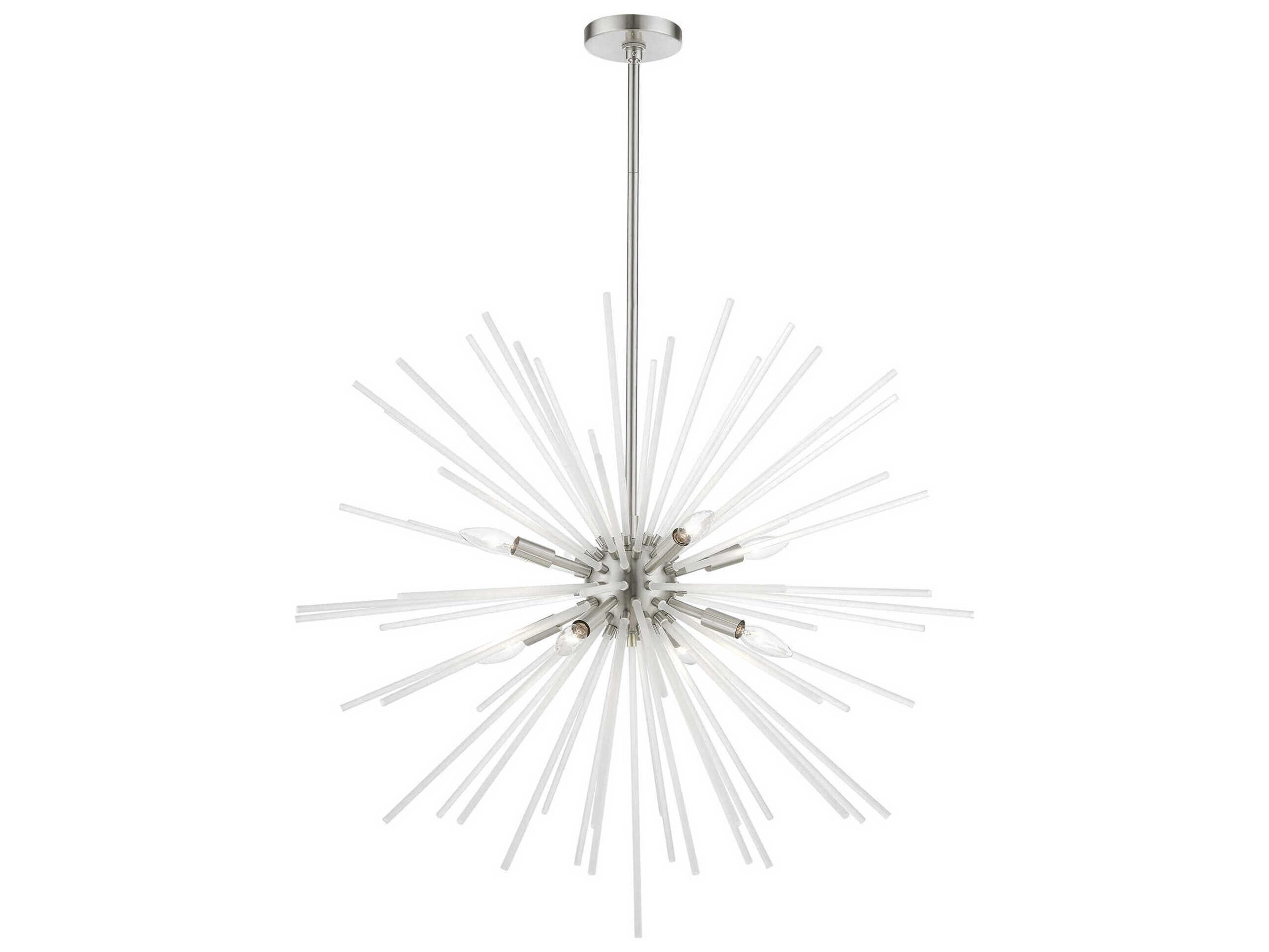 Uptown 8-Light Brushed Nickel Glass Sputnik Pendant