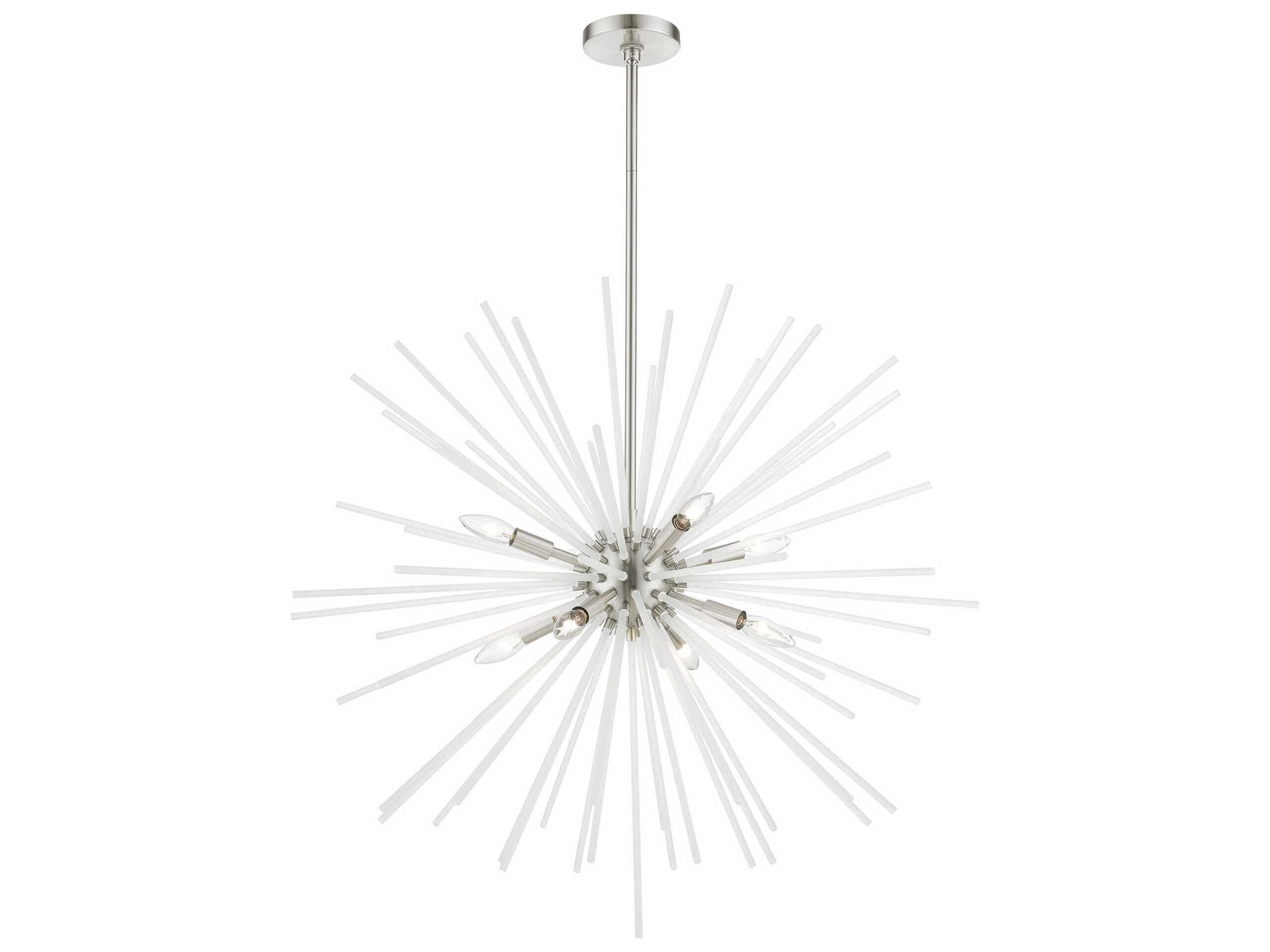 Livex Lighting Uptown 8-Light Brushed Nickel Glass Sputnik Pendant