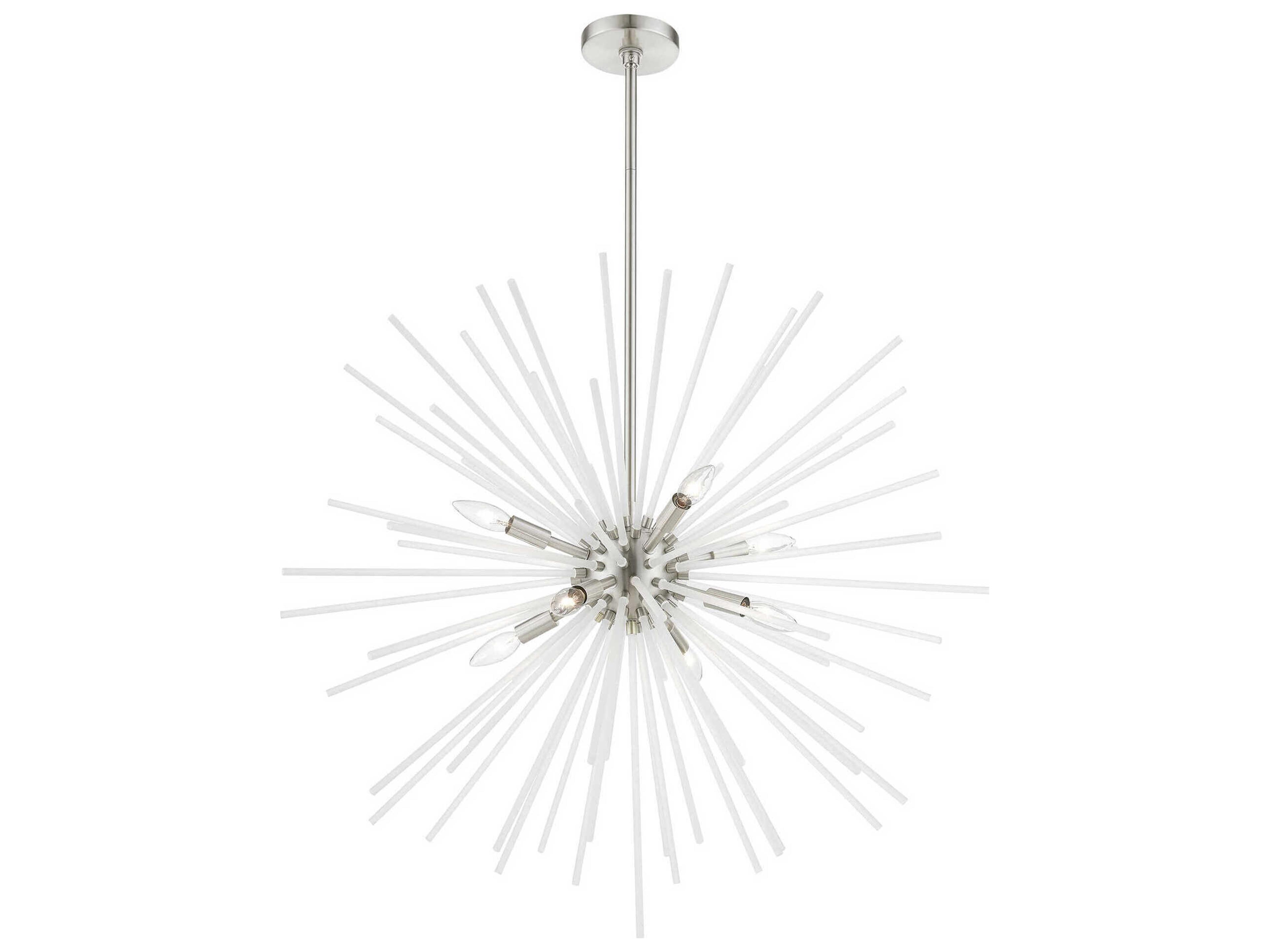 Livex Lighting Uptown 8-Light Brushed Nickel Glass Sputnik Pendant
