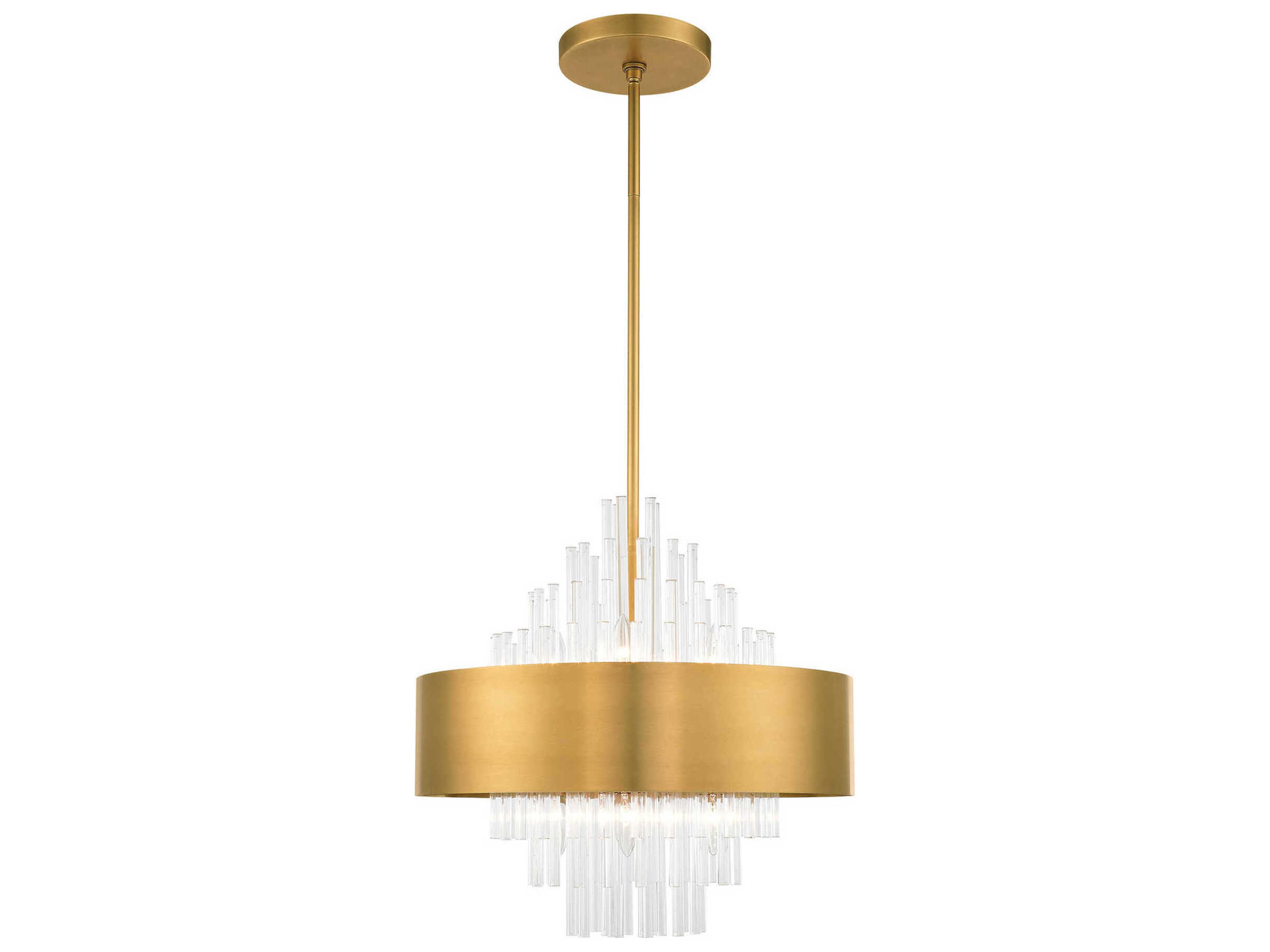 Orenburg 8-Light Natural Brass Crystal Drum Pendant