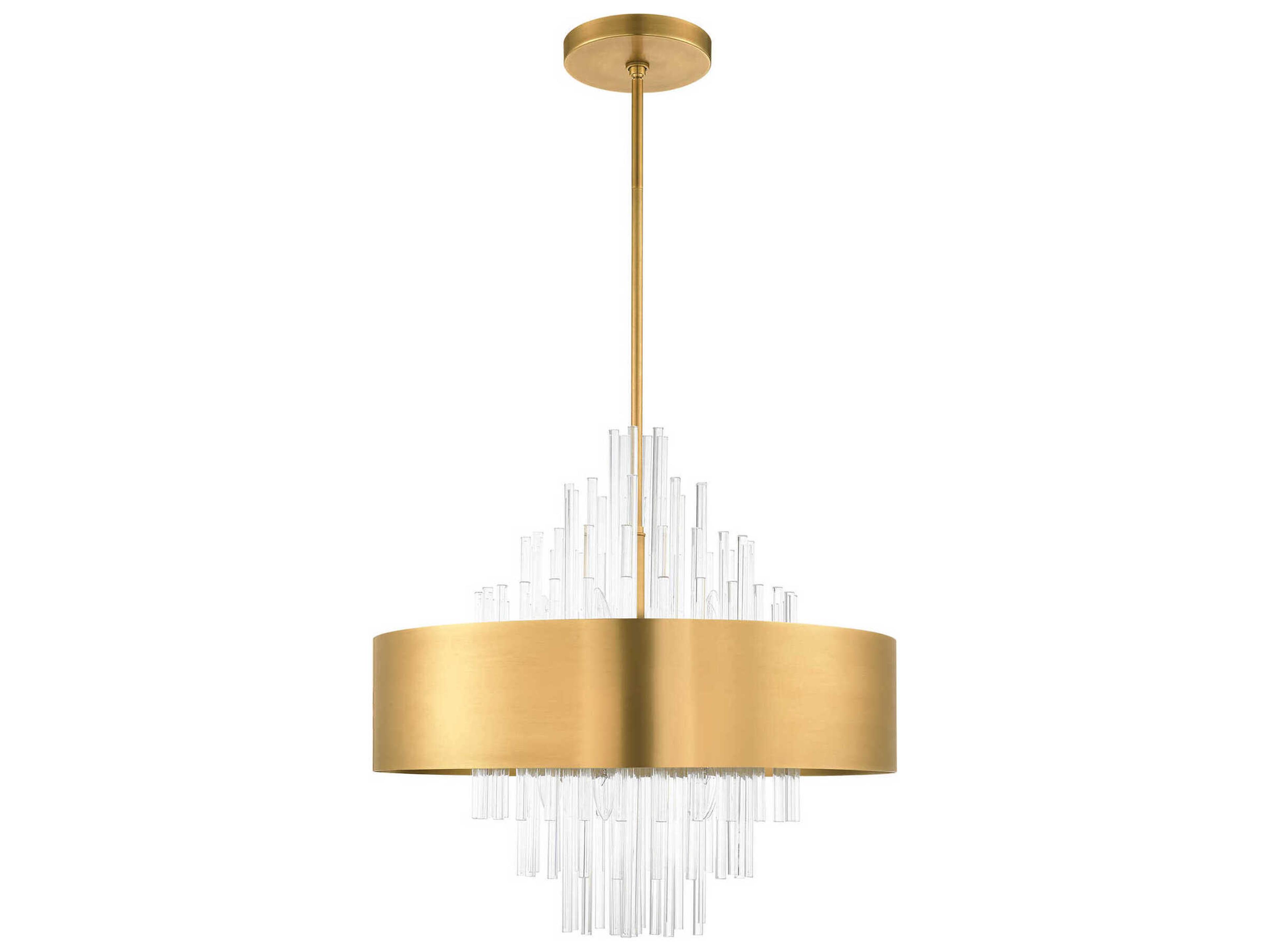 Livex Lighting Orenburg 10-Light Natural Brass Crystal Drum Pendant