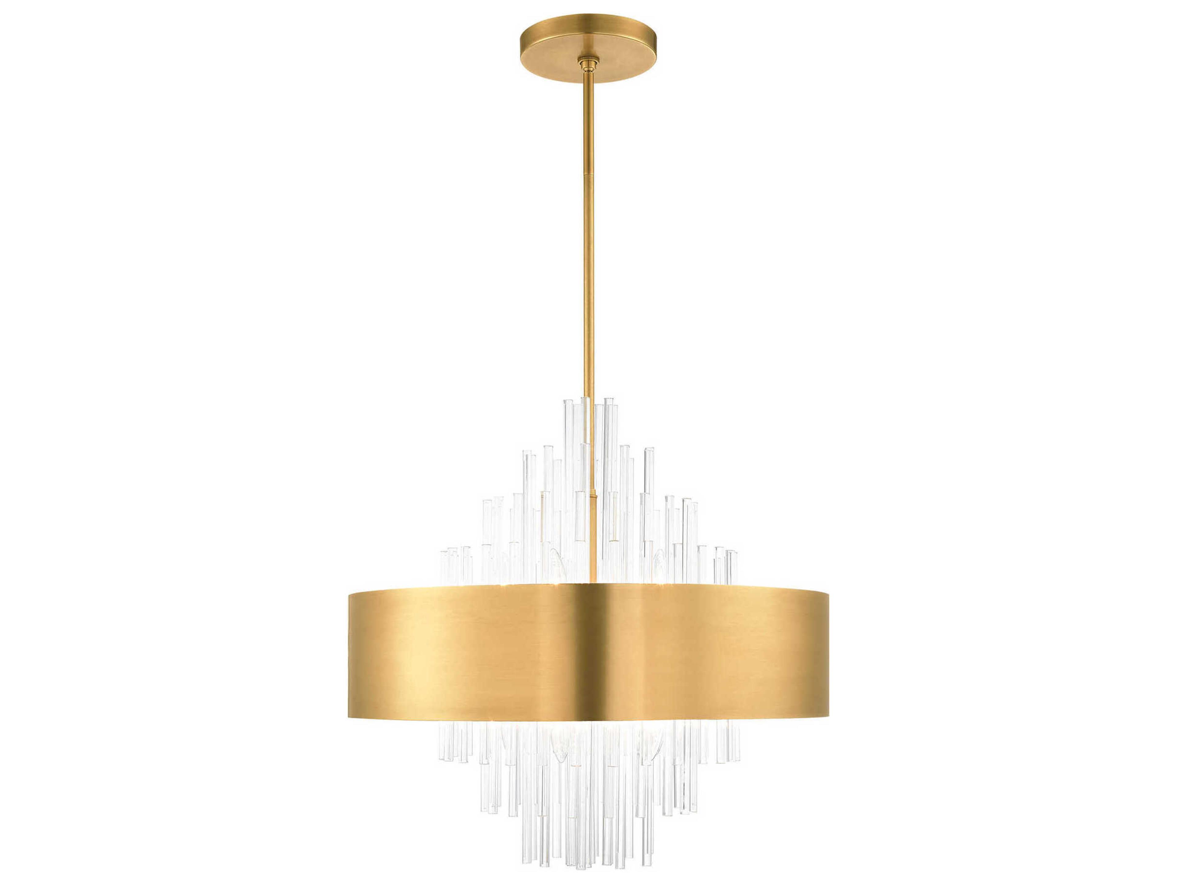 Livex Lighting Orenburg 10-Light Natural Brass Crystal Drum Pendant