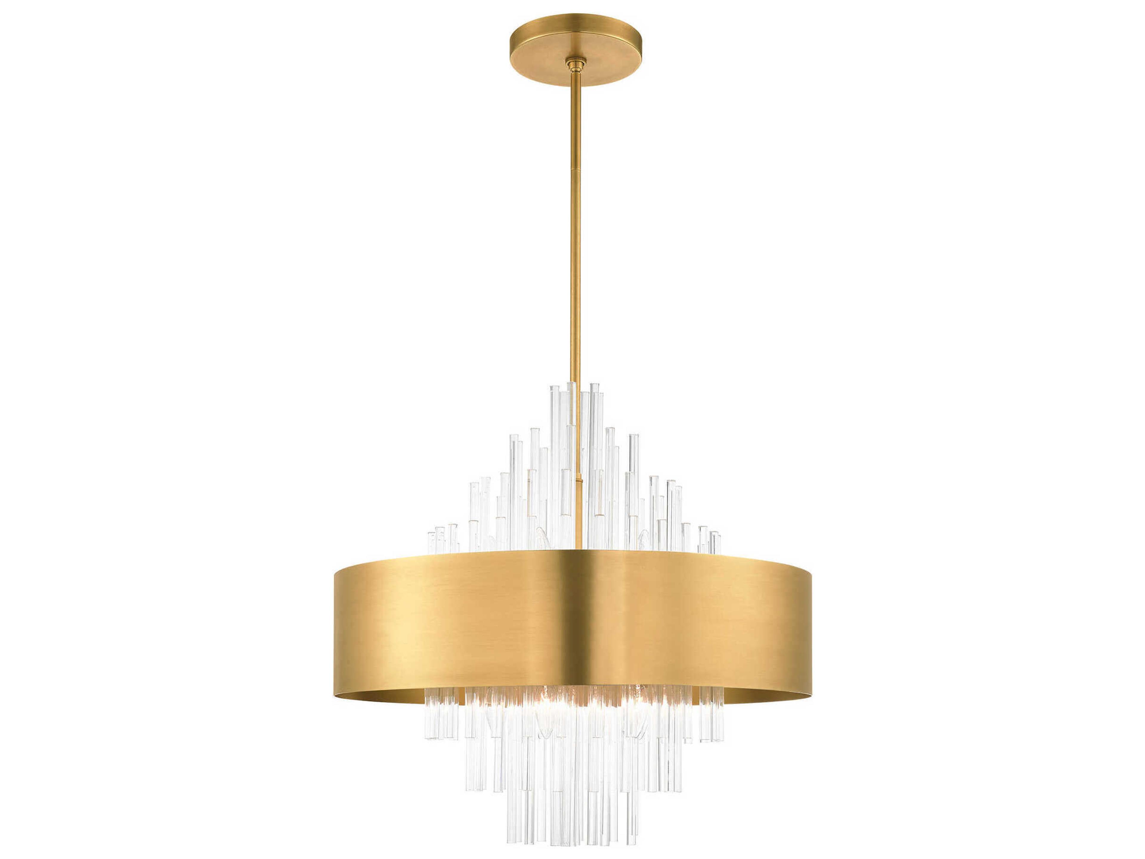 Livex Lighting Orenburg 10-Light Natural Brass Crystal Drum Pendant