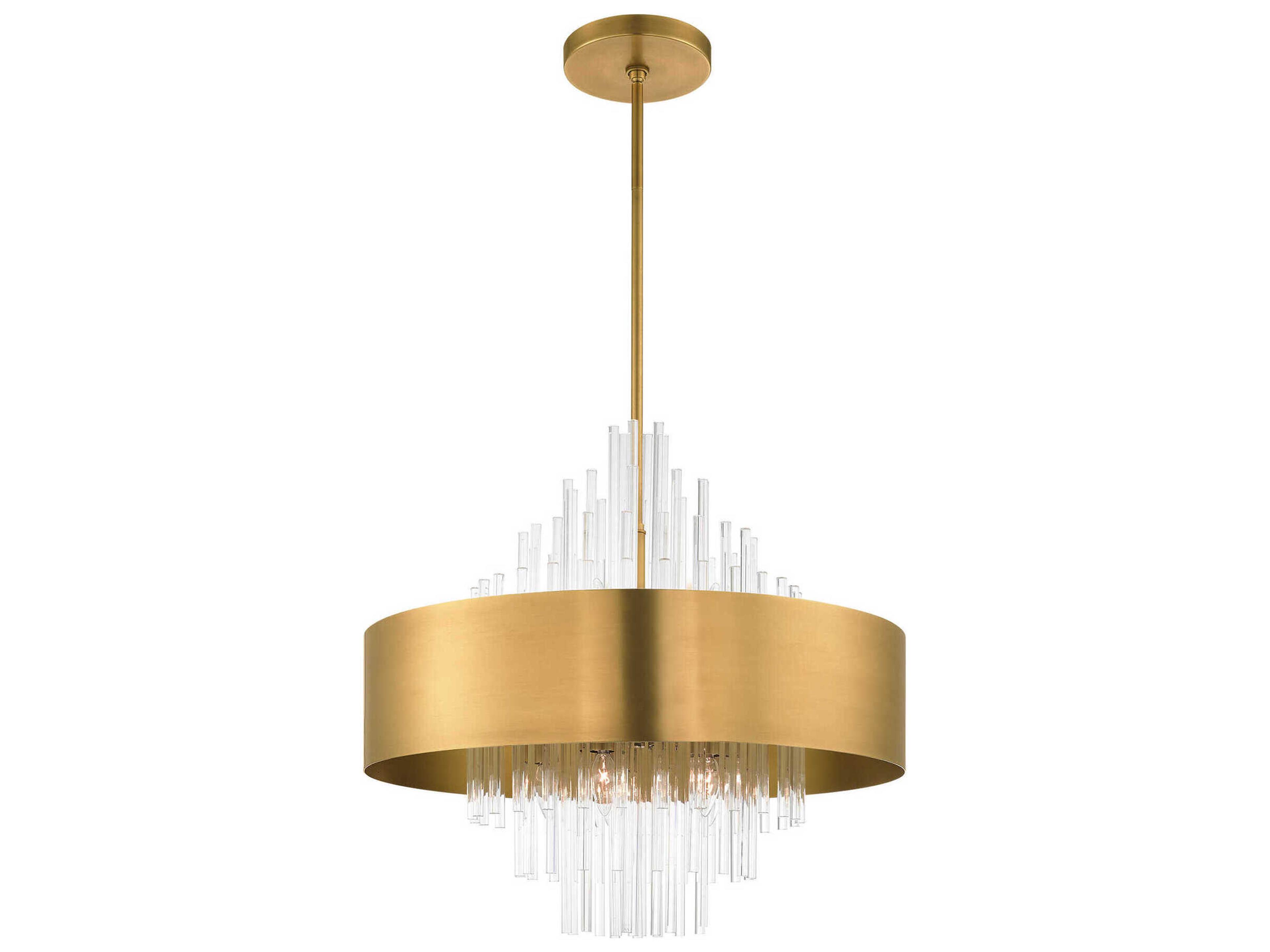Livex Lighting Orenburg 10-Light Natural Brass Crystal Drum Pendant