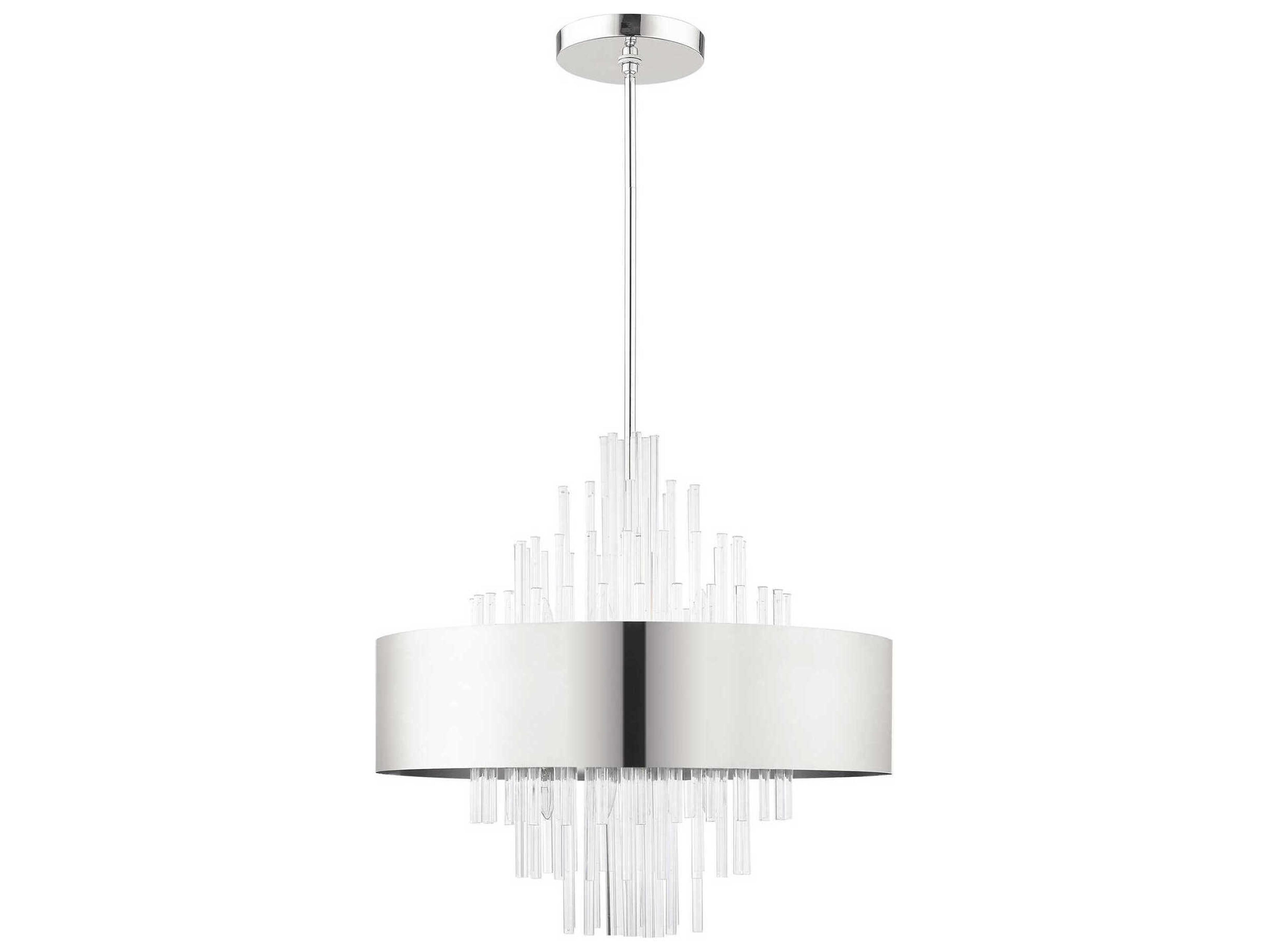 Livex Lighting Orenburg 10-Light Polished Nickel Crystal Drum Pendant