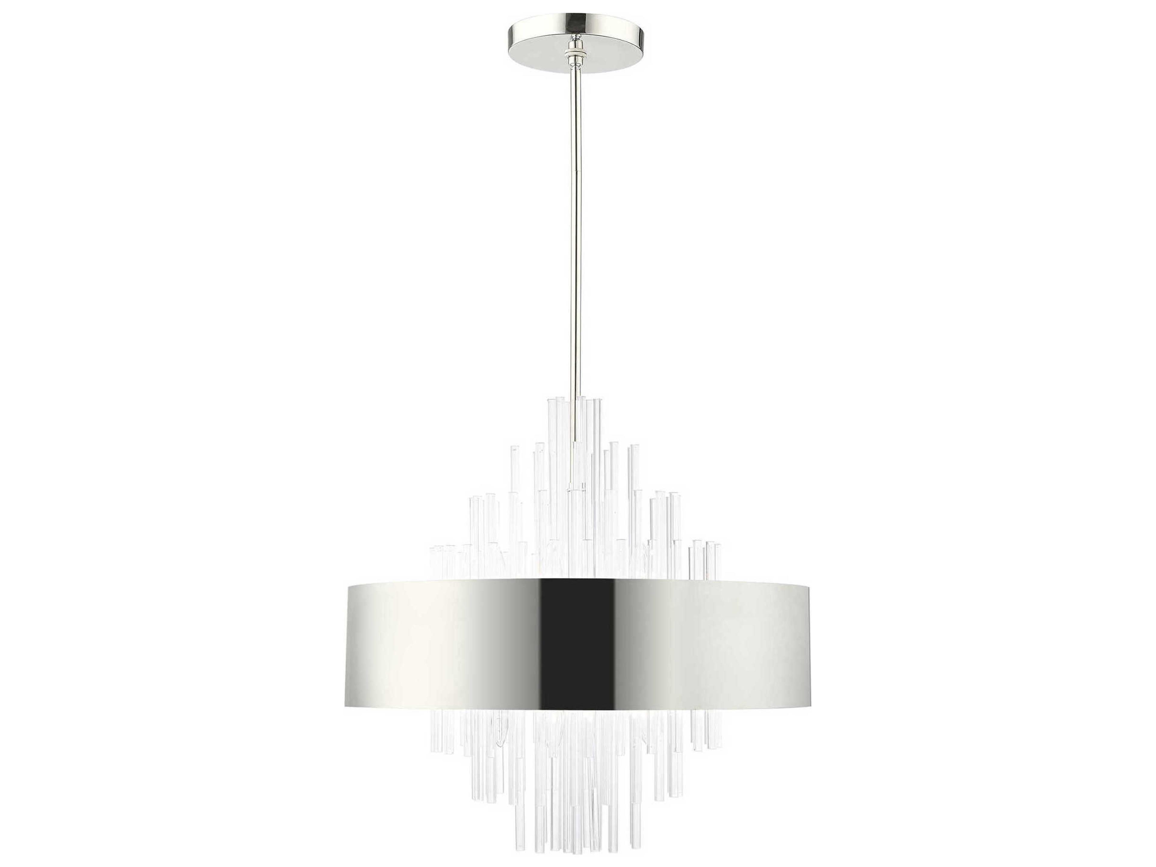 Livex Lighting Orenburg 10-Light Polished Nickel Crystal Drum Pendant