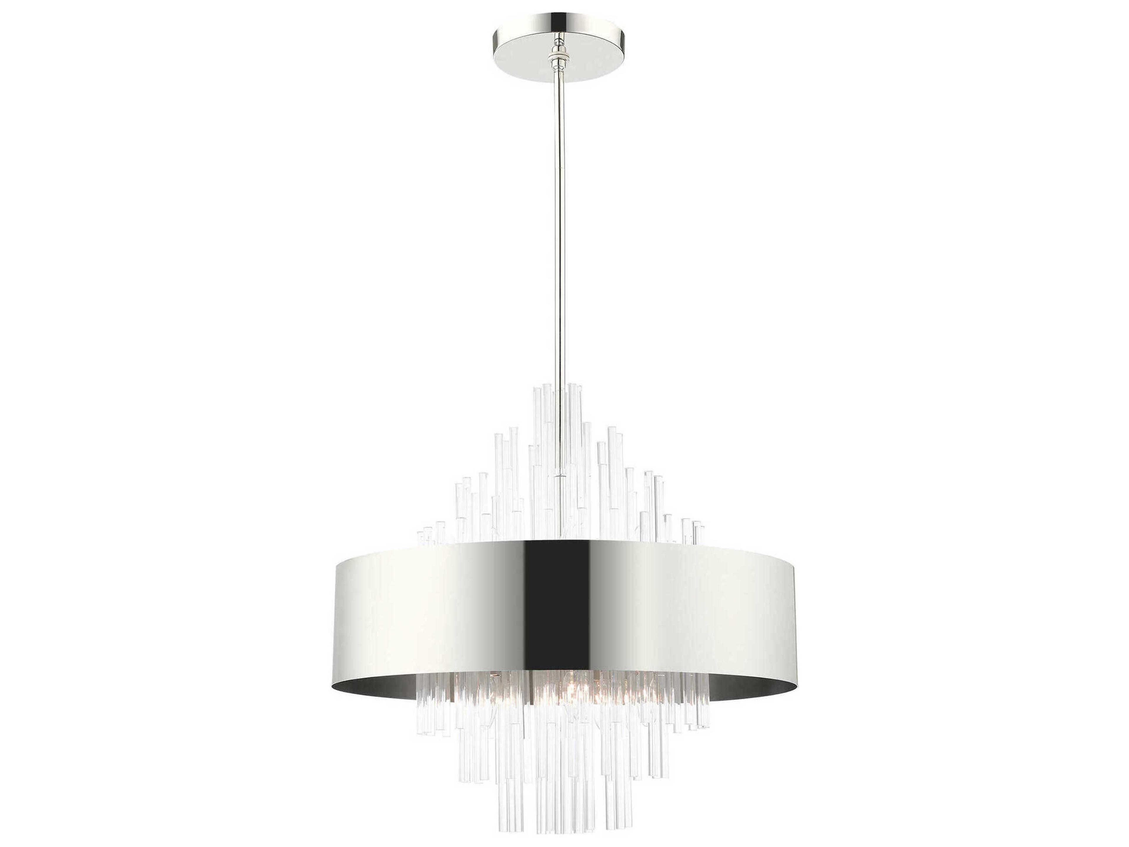 Livex Lighting Orenburg 10-Light Polished Nickel Crystal Drum Pendant
