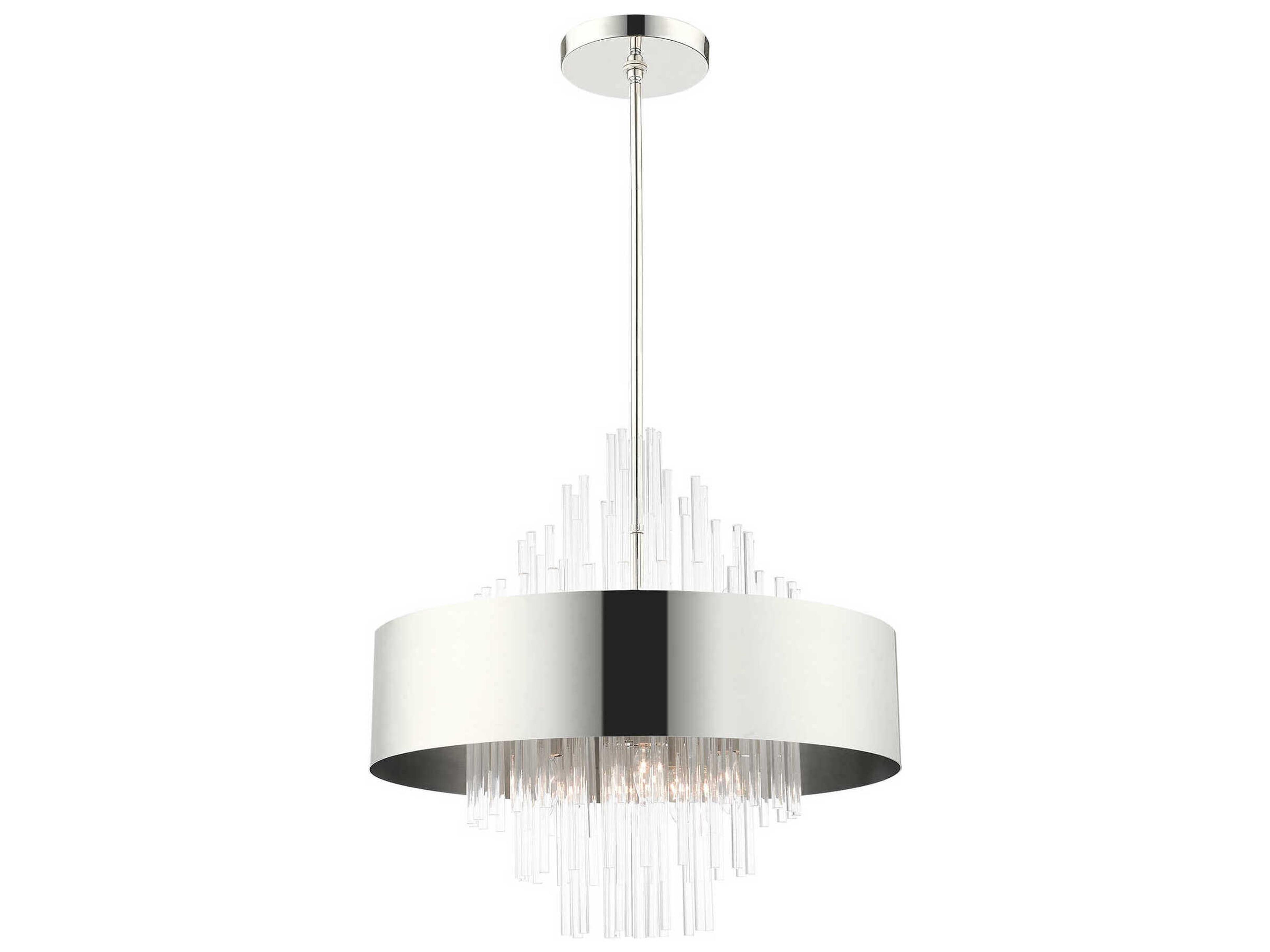 Livex Lighting Orenburg 10-Light Polished Nickel Crystal Drum Pendant