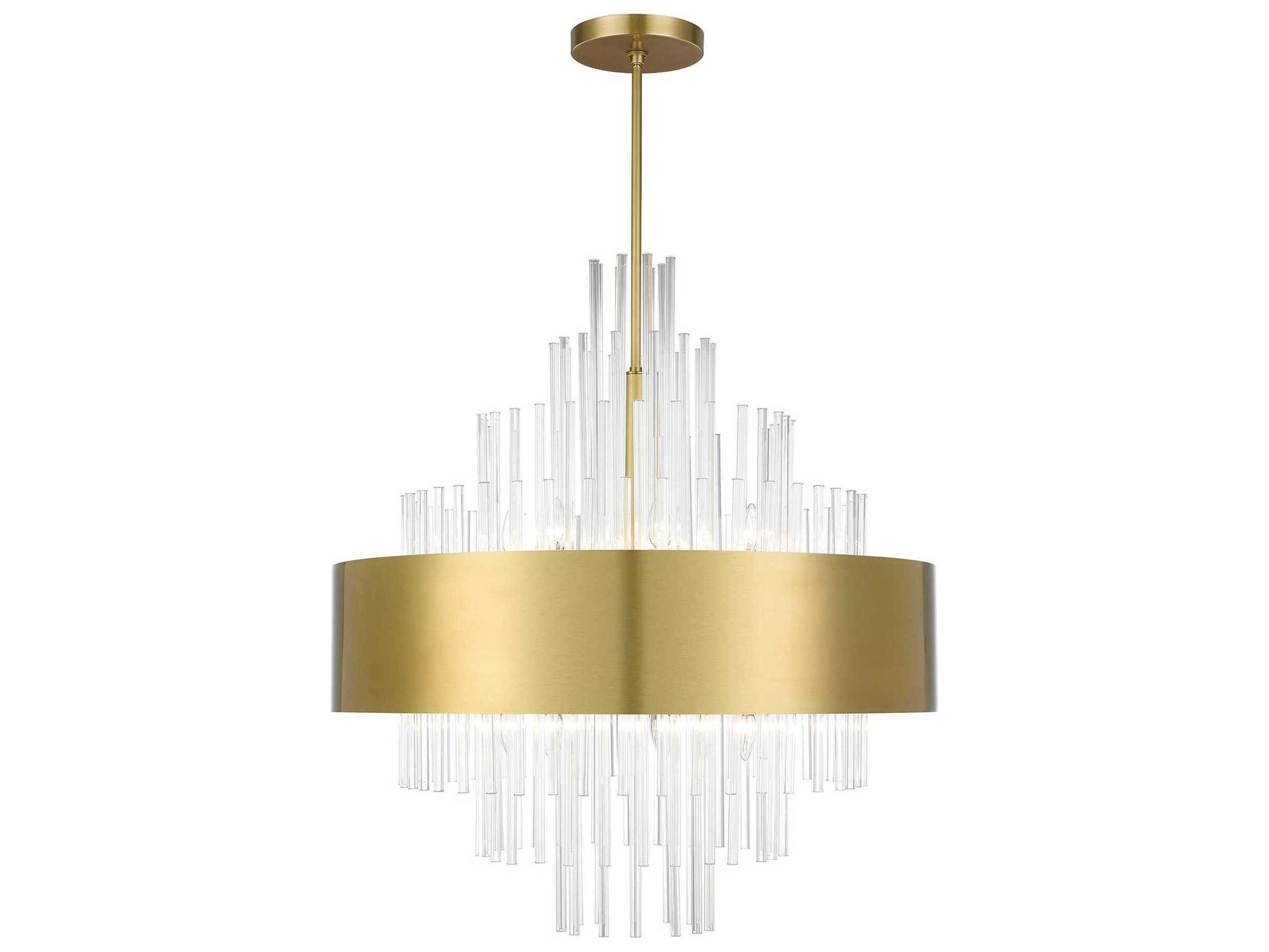 Orenburg 14-Light Natural Brass Crystal Linear Pendant