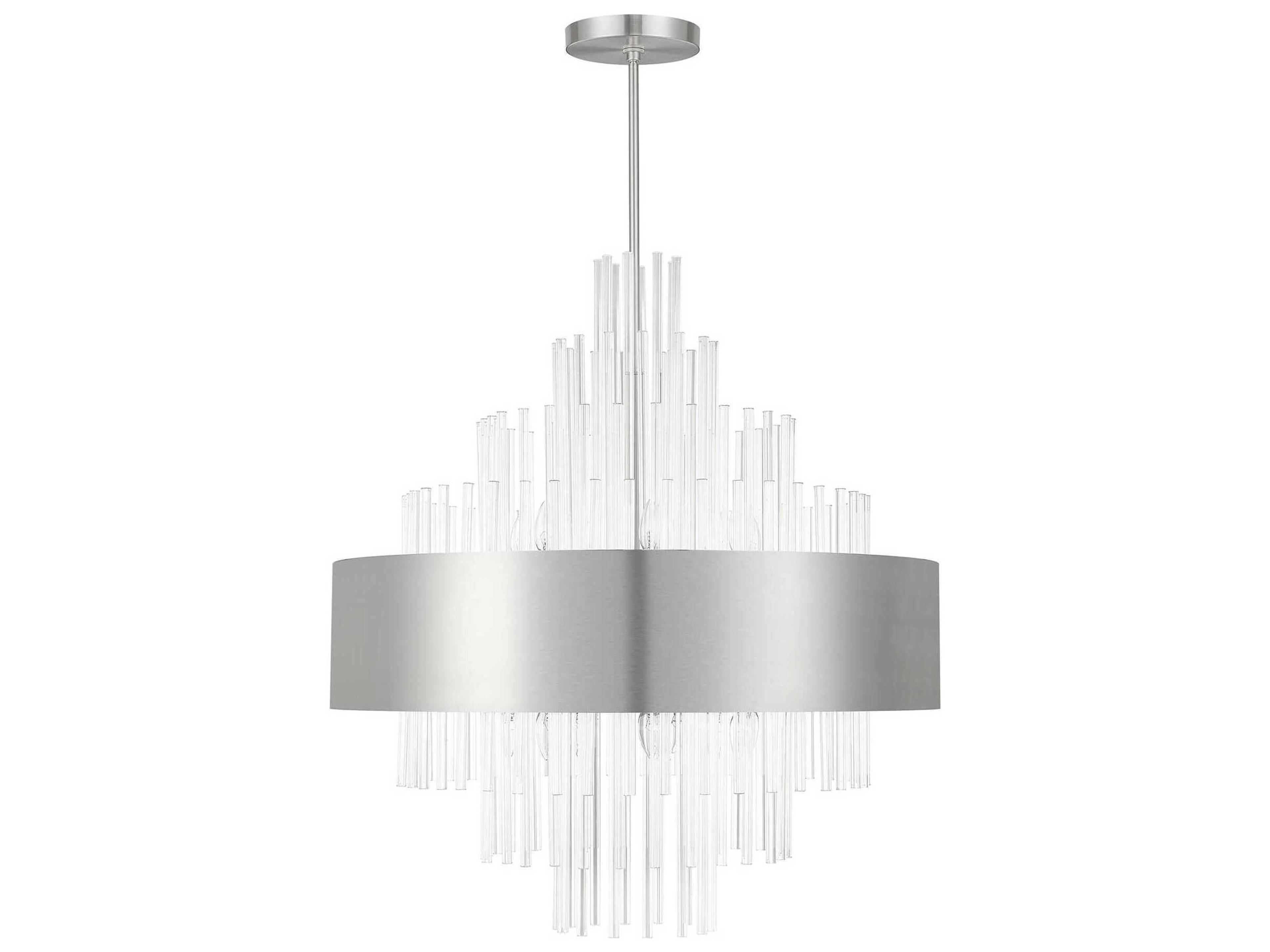 Livex Lighting Orenburg 14-Light Brushed Nickel Crystal Linear Pendant