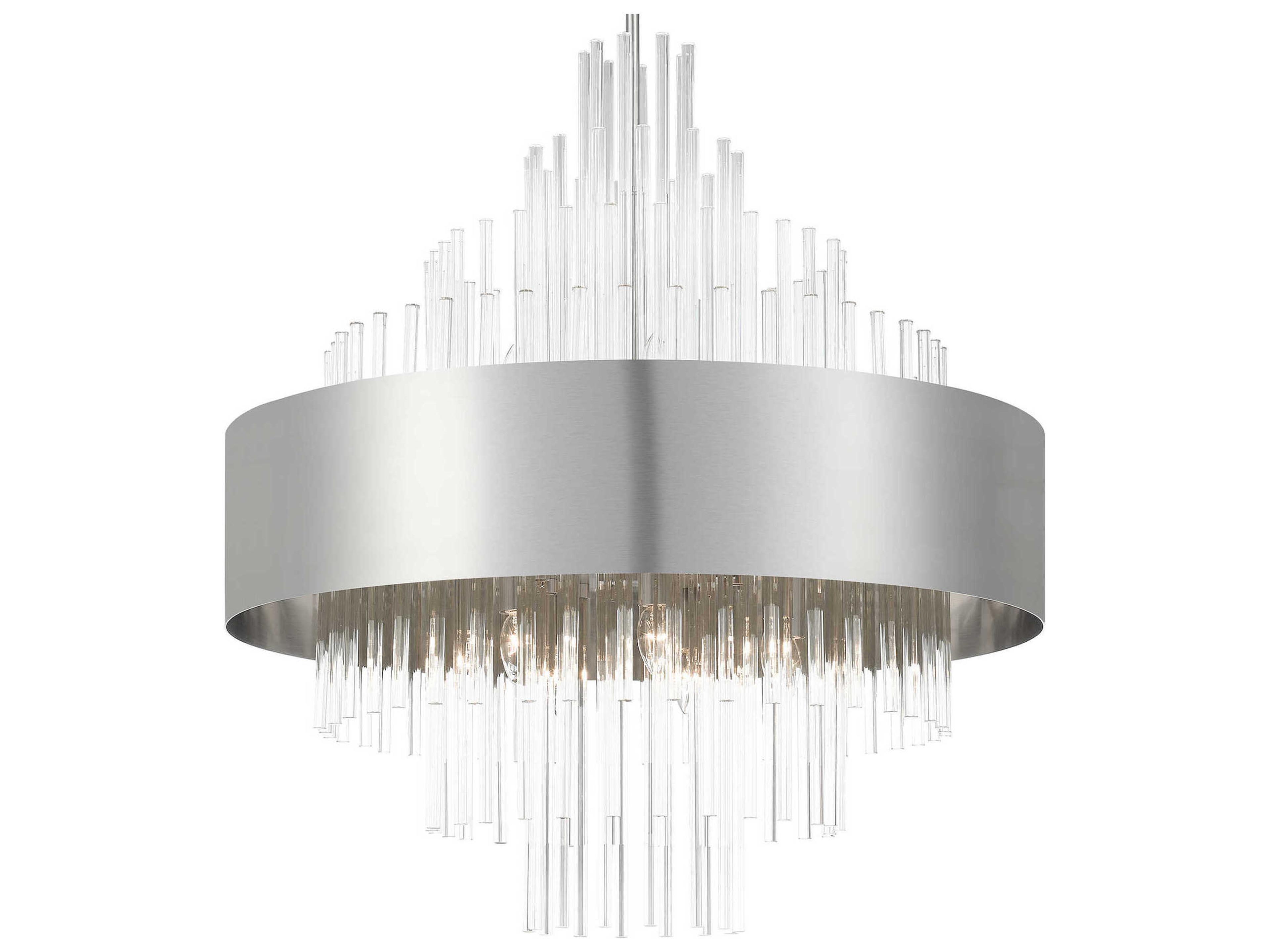 Livex Lighting Orenburg 14-Light Brushed Nickel Crystal Linear Pendant