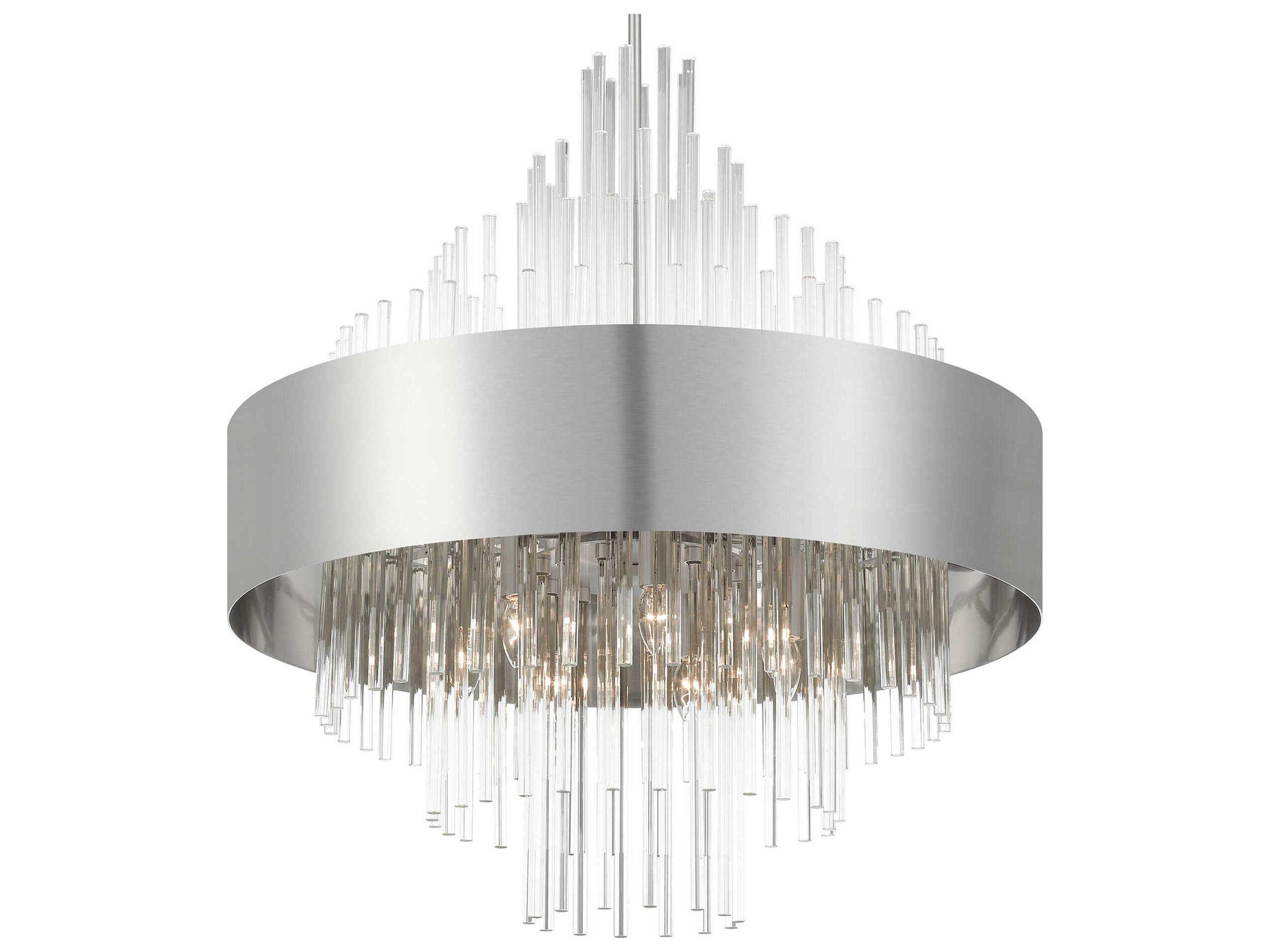 Livex Lighting Orenburg 14-Light Brushed Nickel Crystal Linear Pendant