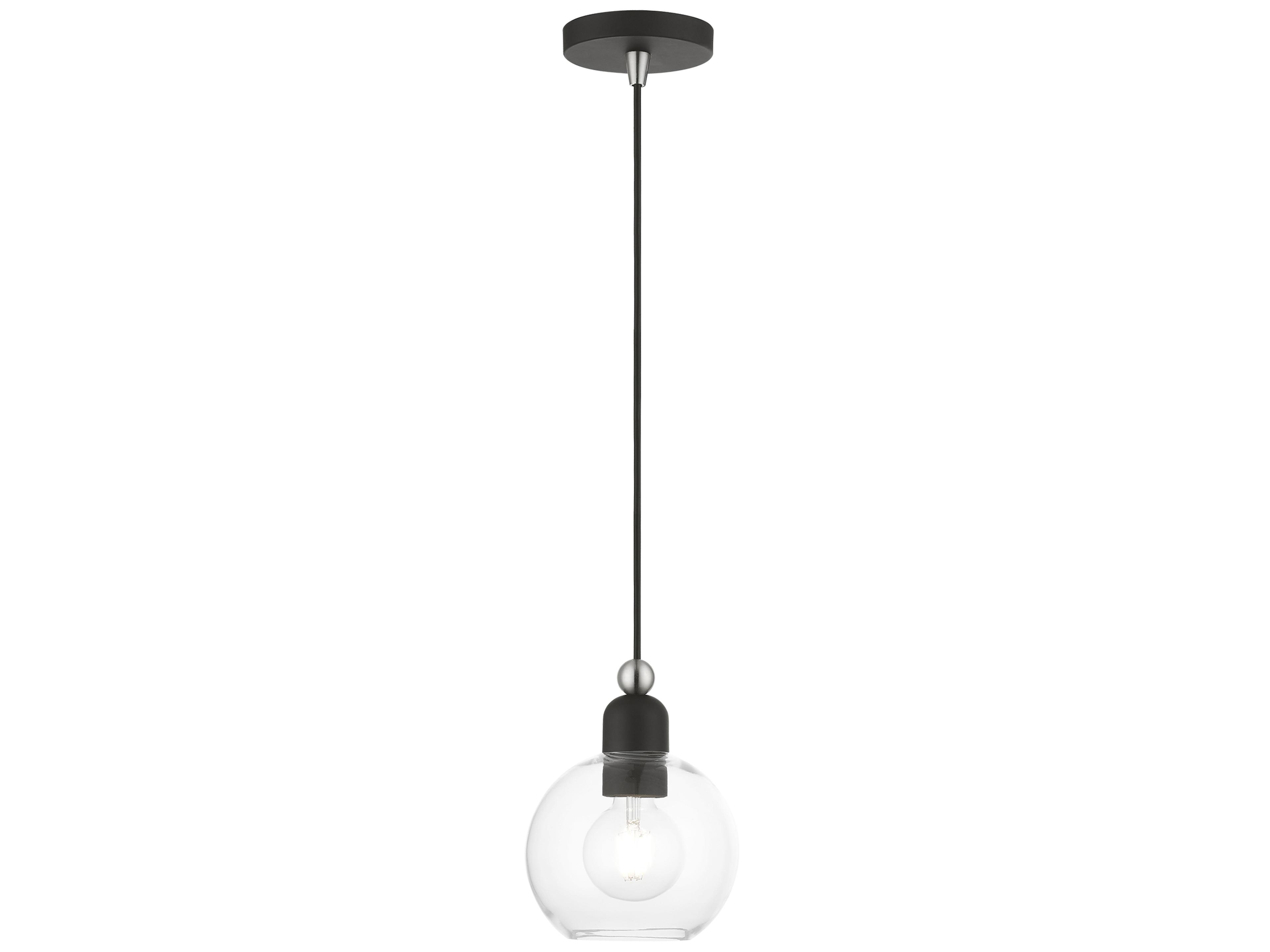 Downtown 1-Light Black Brushed Nickel Glass Globe Mini Pendant