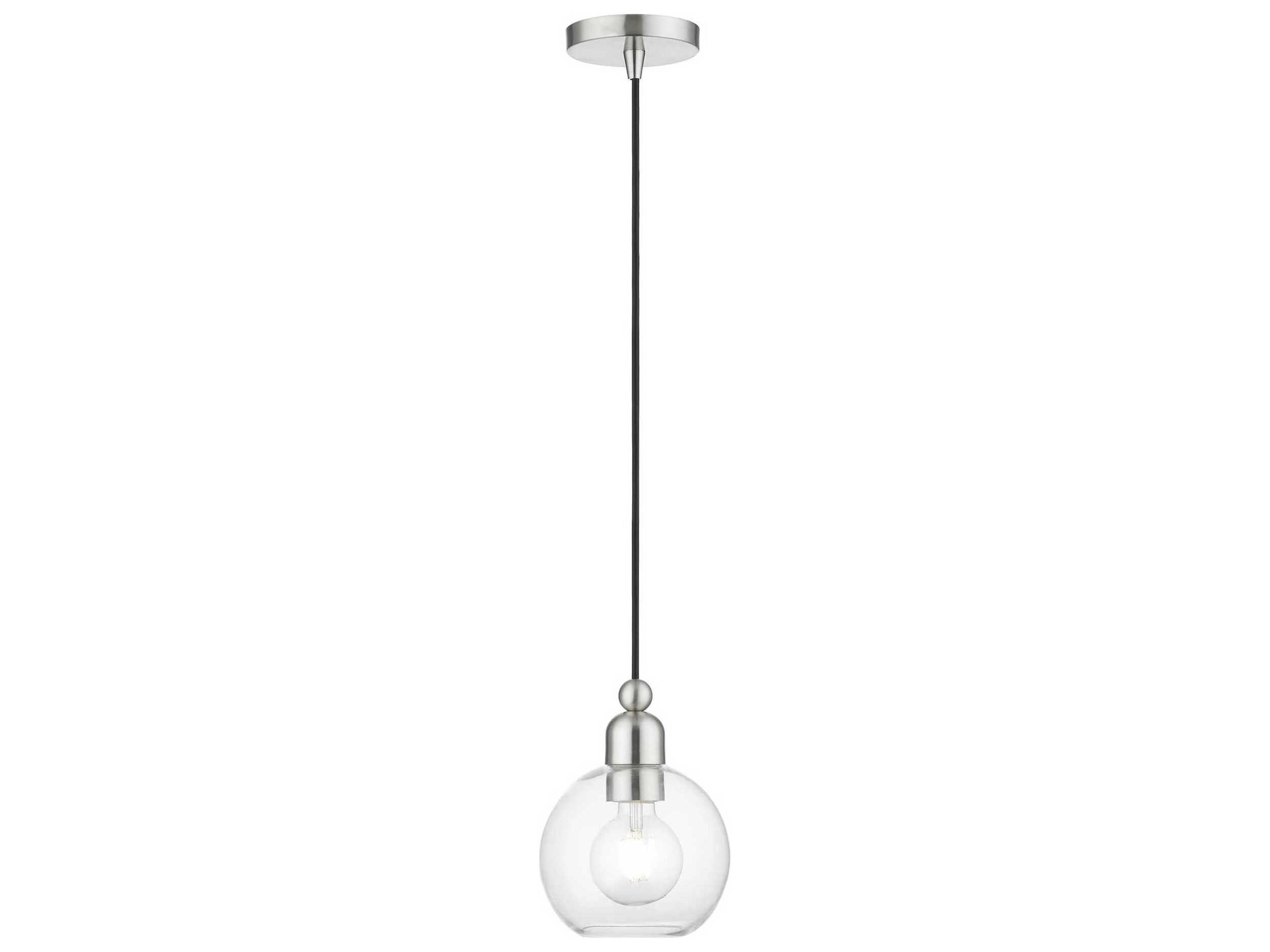 Downtown 1-Light Brushed Nickel Glass Globe Mini Pendant
