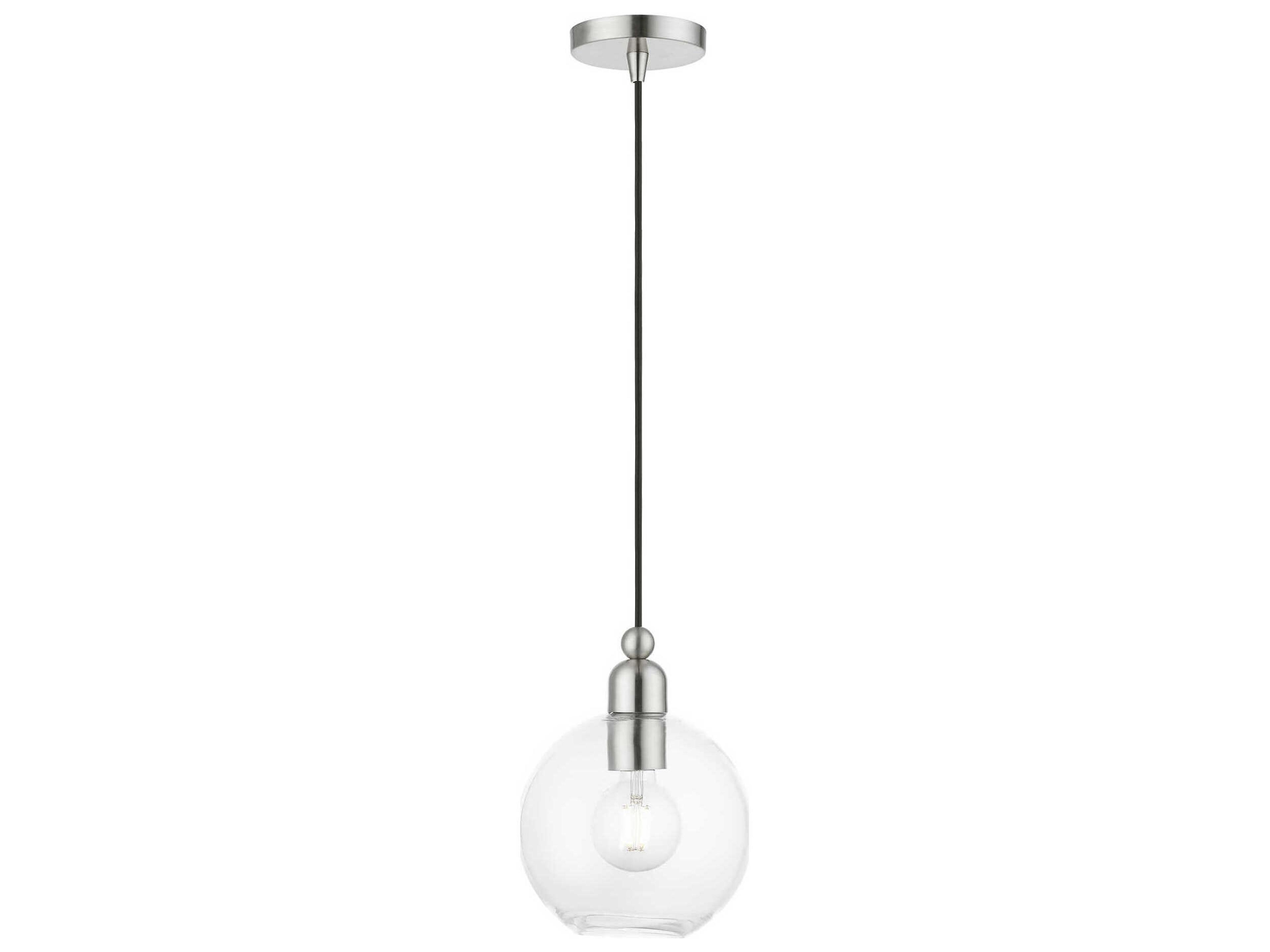 Downtown 1-Light Brushed Nickel Glass Globe Mini Pendant