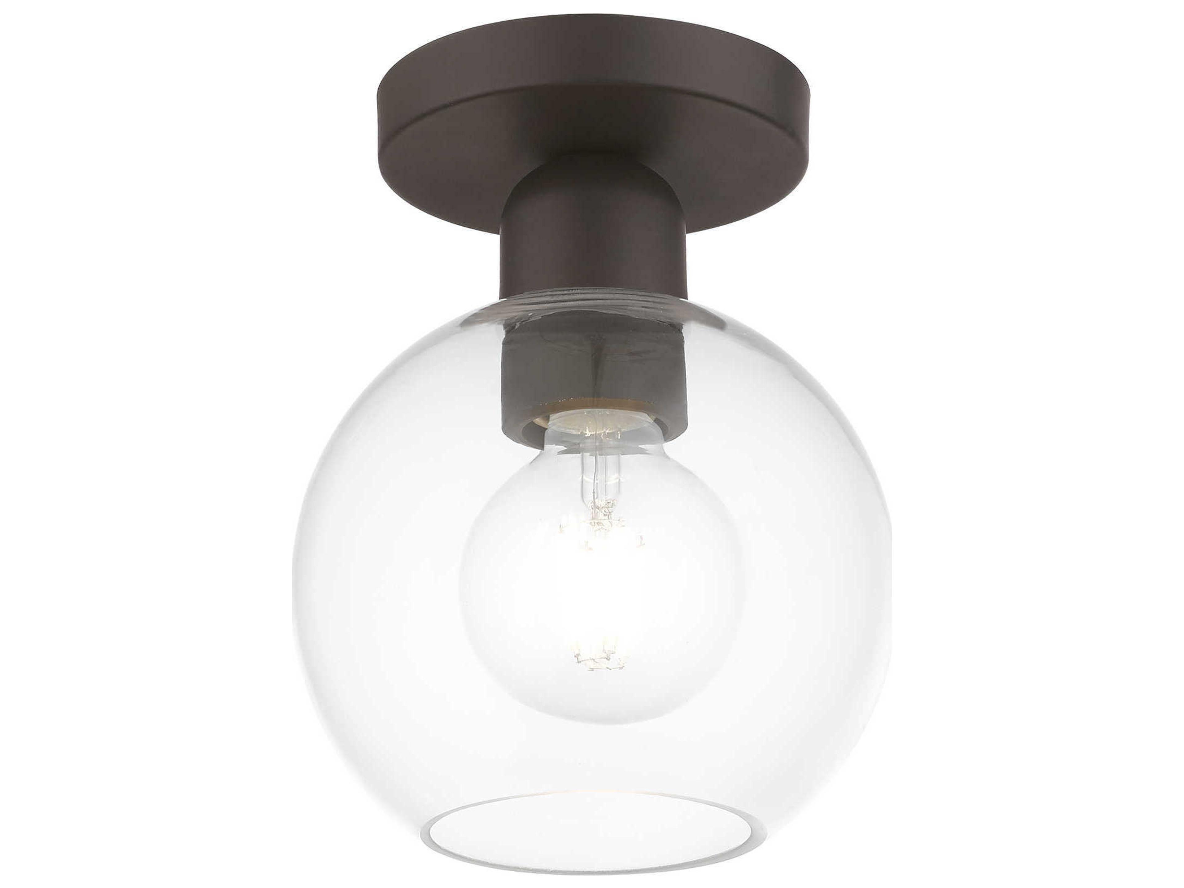 Livex Lighting Downtown 1-Light Bronze Glass Globe Semi Flush Mount