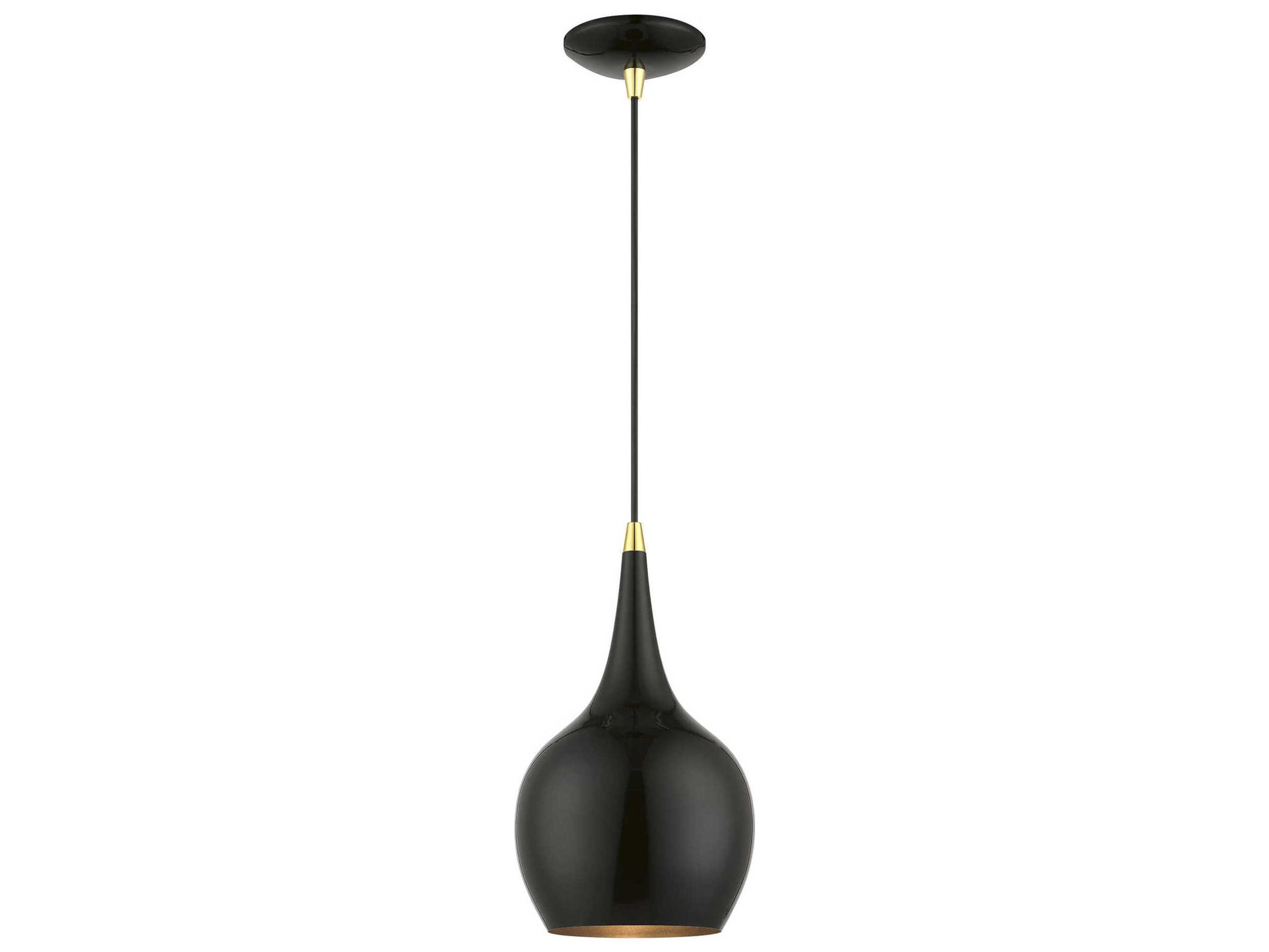 Andes 1-Light Shiny Black Polished Brass Mini Pendant