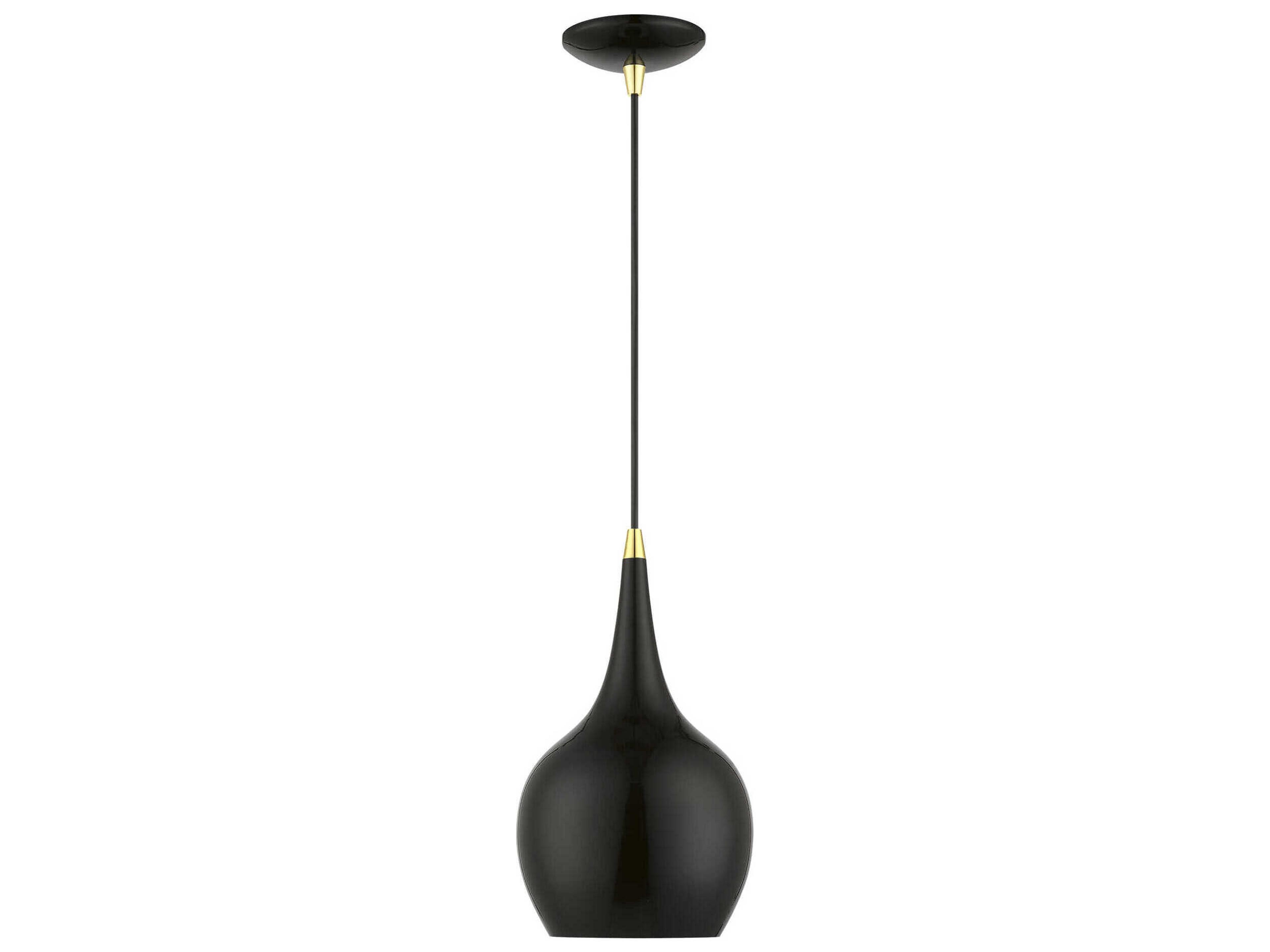 Livex Lighting Andes 1-Light Shiny Black Polished Brass Mini Pendant
