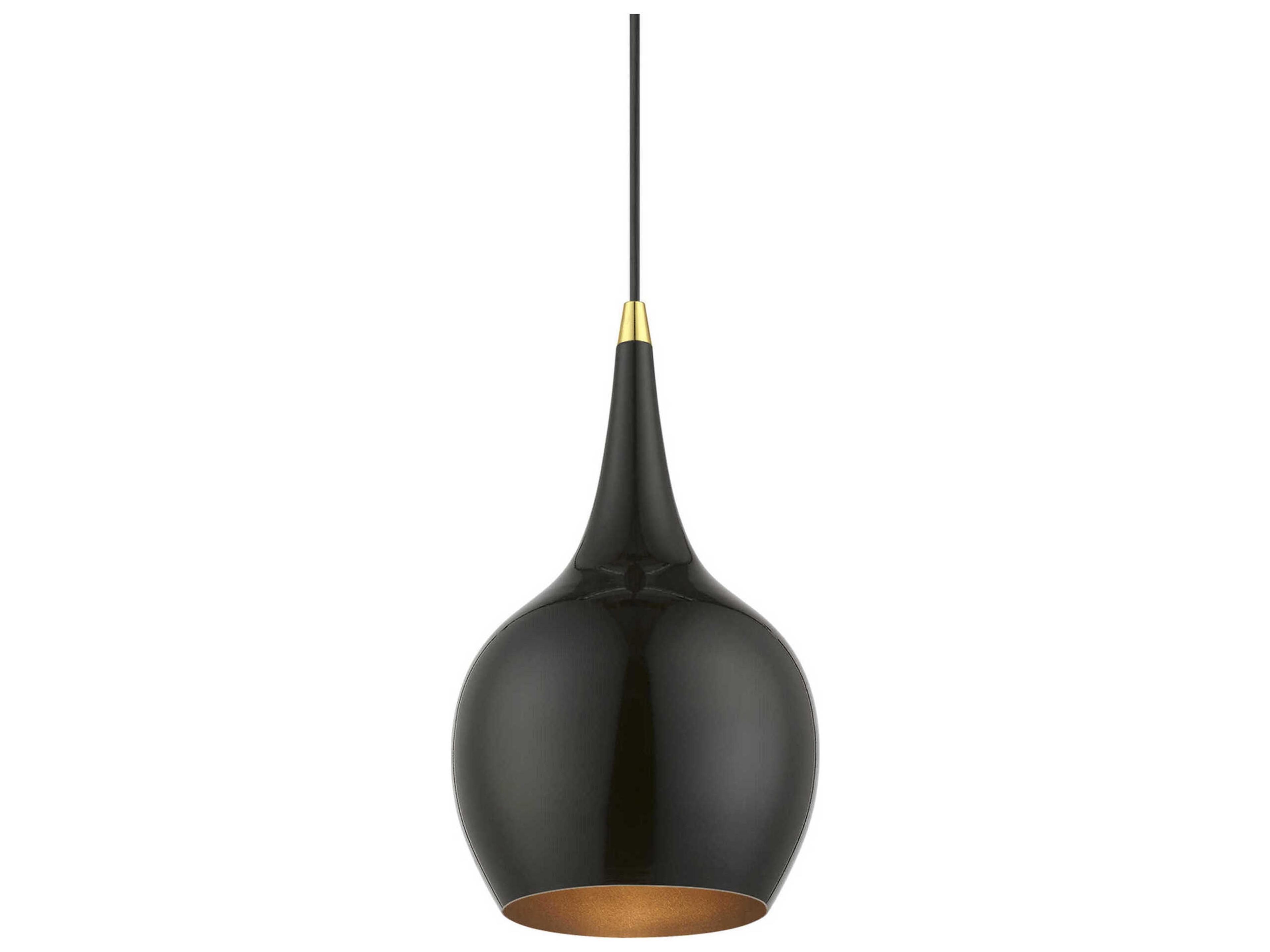 Livex Lighting Andes 1-Light Shiny Black Polished Brass Mini Pendant
