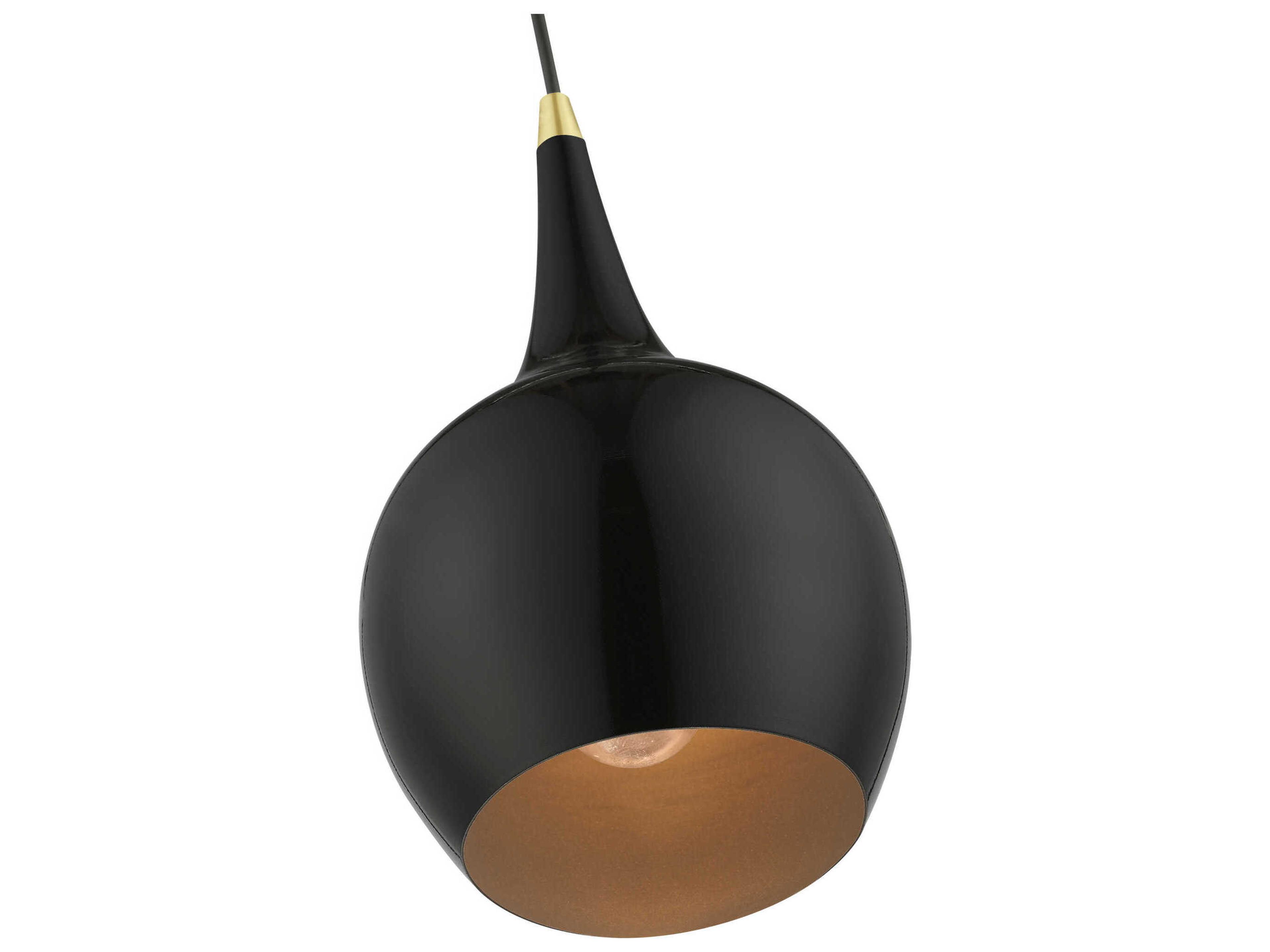 Livex Lighting Andes 1-Light Shiny Black Polished Brass Mini Pendant