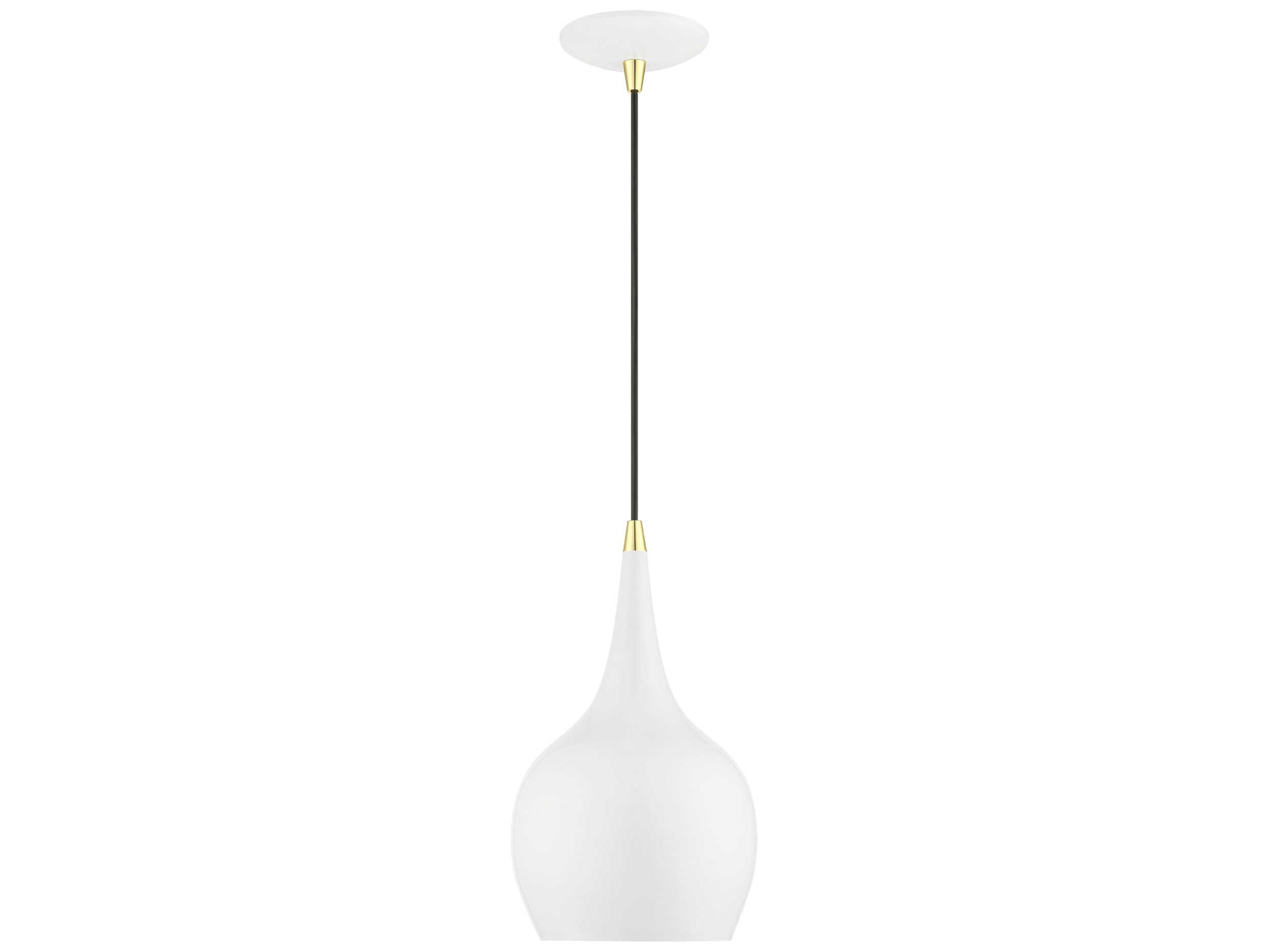 Livex Lighting Andes 1-Light Shiny White Polished Brass Mini Pendant