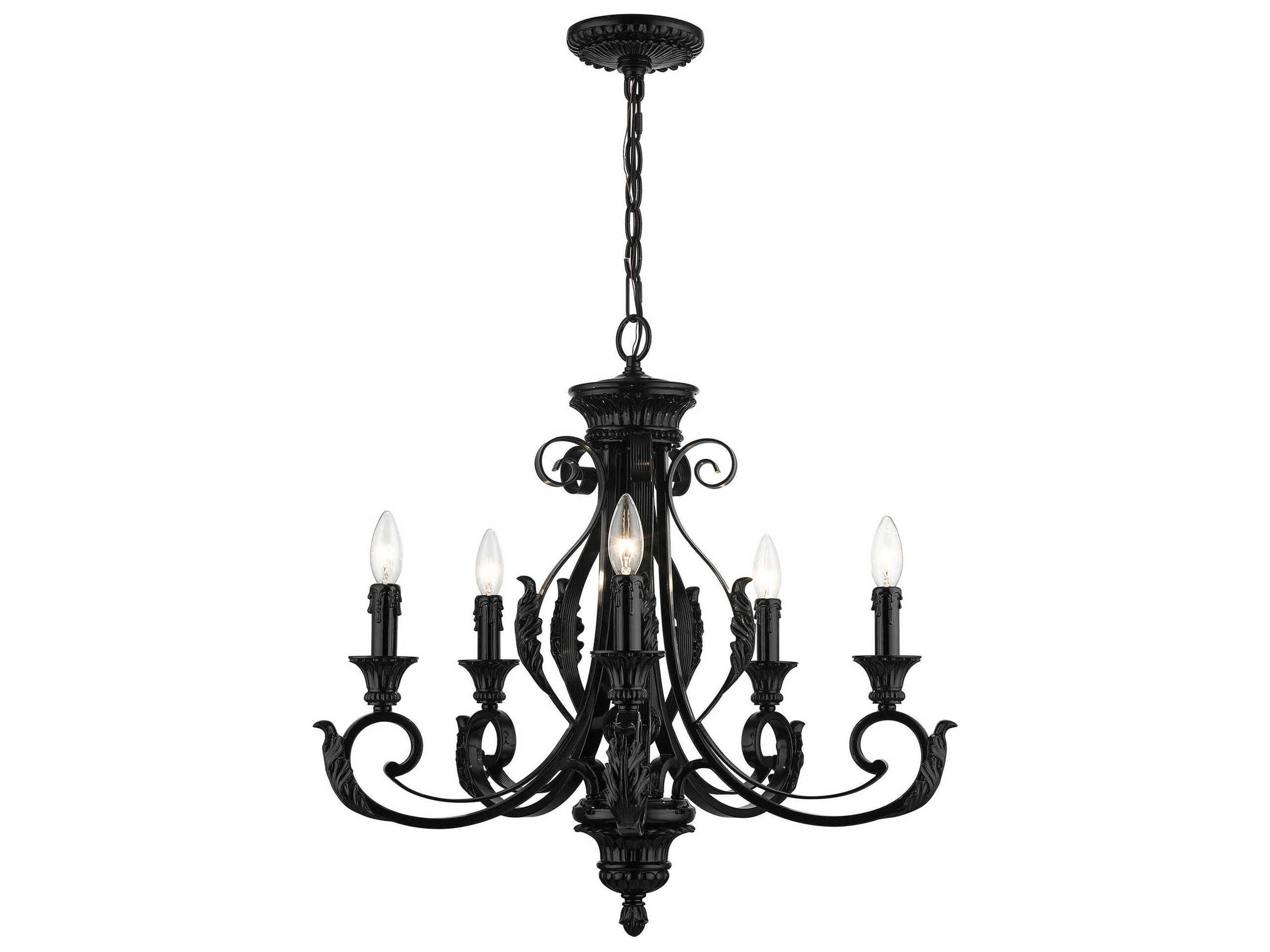 Valencia 5-Light Shiny Black Candelabra Chandelier
