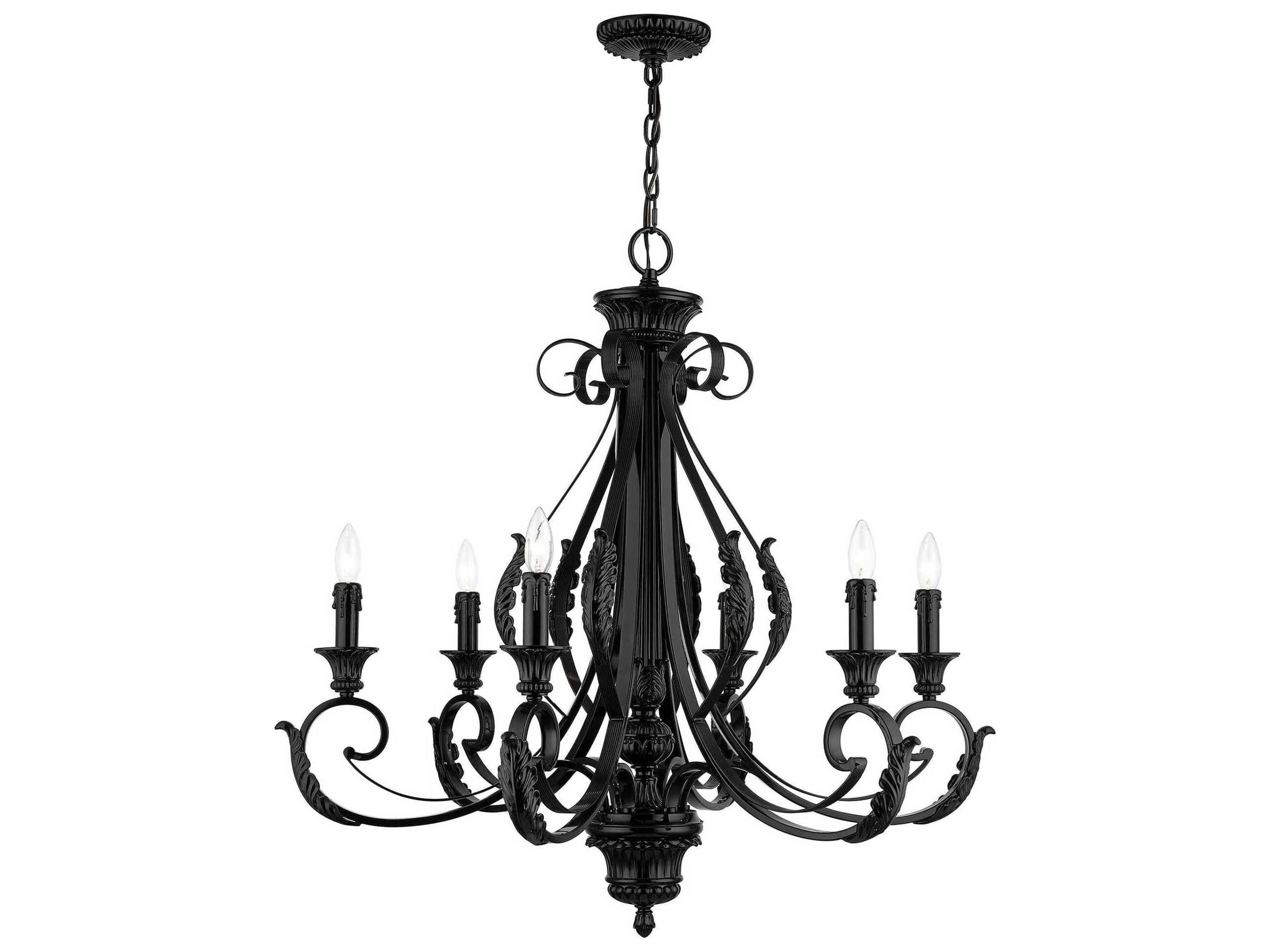 Valencia 6-Light Shiny Black Candelabra Chandelier