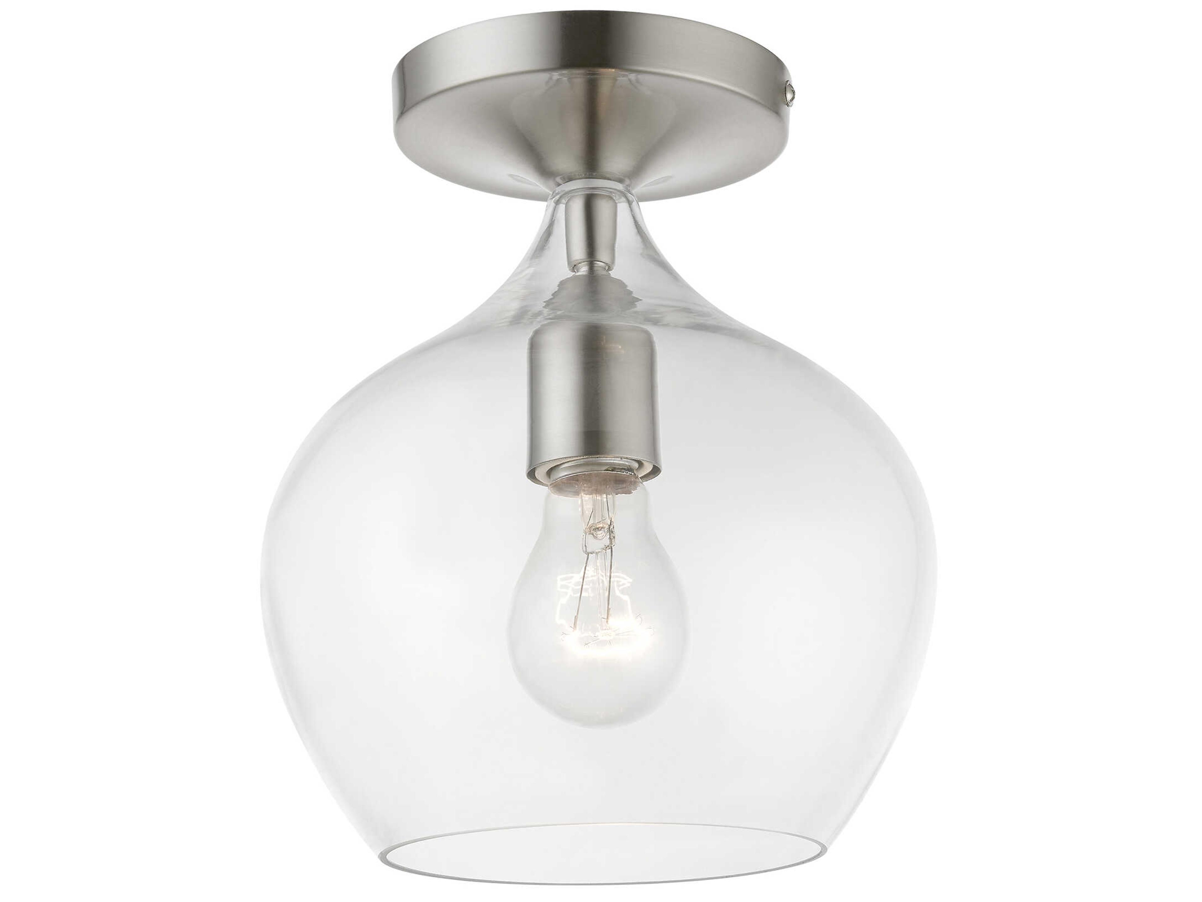 Aldrich 1-Light Brushed Nickel Glass Bell Semi Flush Mount