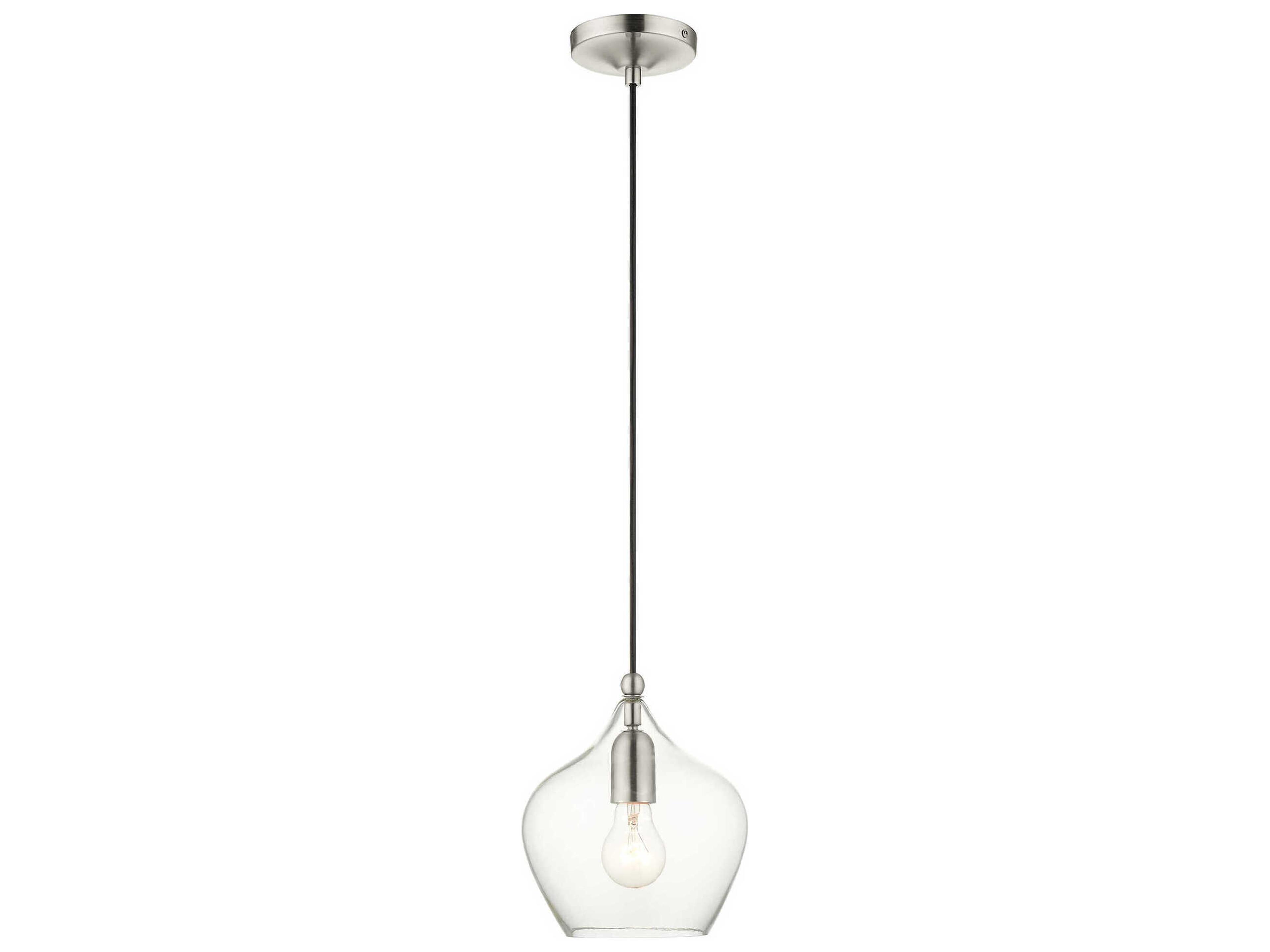 1-Light Brushed Nickel Clear Glass Bell Mini Pendant