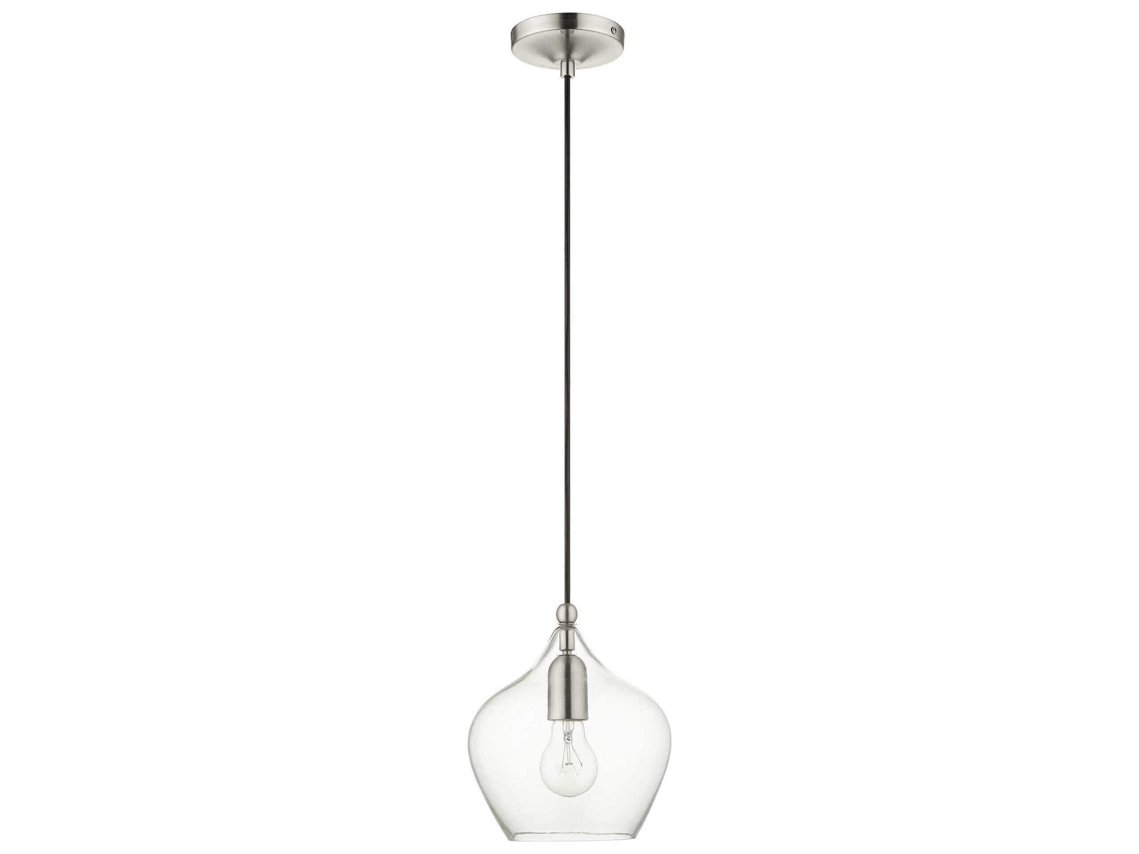 Livex Lighting 1-Light Brushed Nickel Clear Glass Bell Mini Pendant