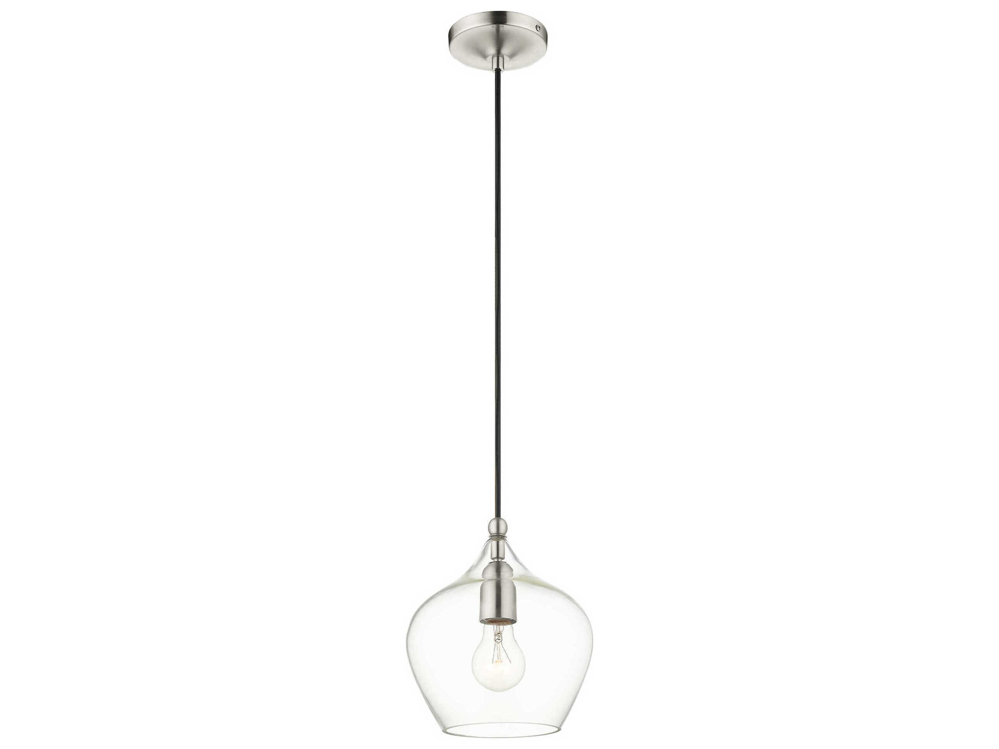 Livex Lighting 1-Light Brushed Nickel Clear Glass Bell Mini Pendant