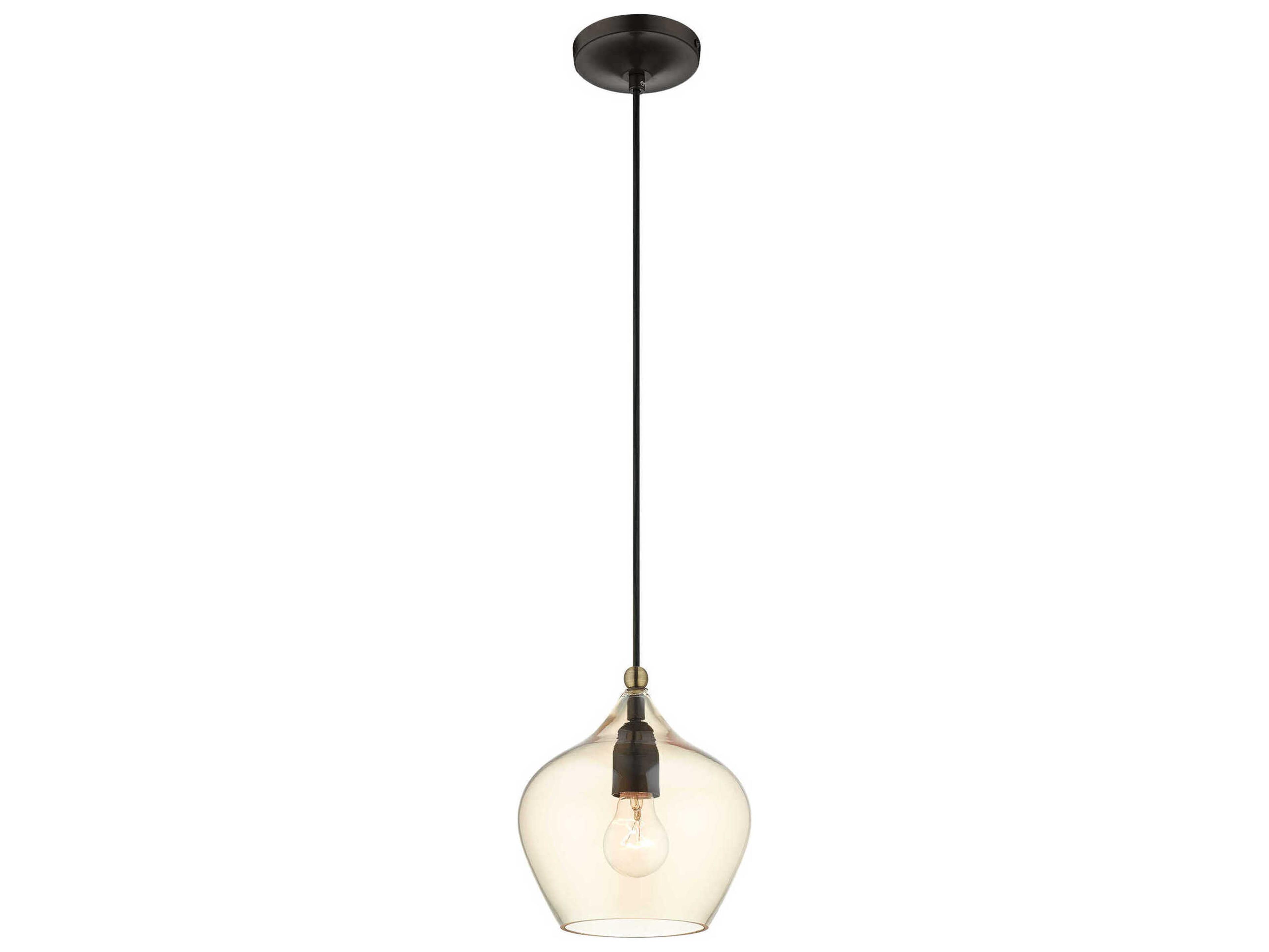 Livex Lighting 1-Light English Bronze Antique Brass Clear Glass Bell Mini Pendant