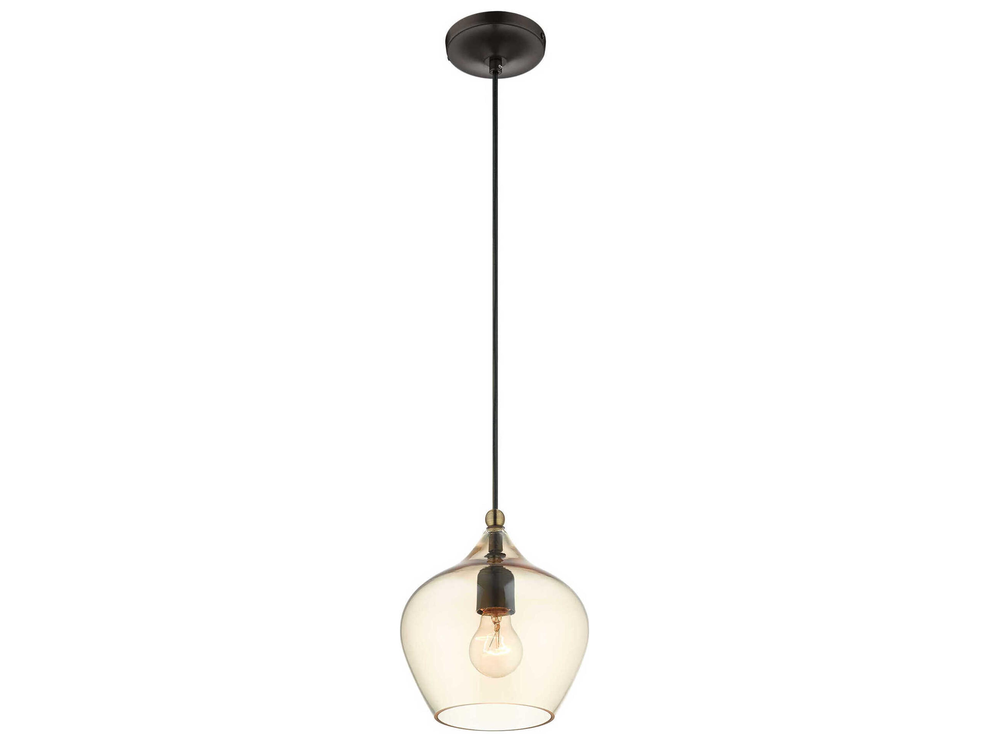 Livex Lighting 1-Light English Bronze Antique Brass Clear Glass Bell Mini Pendant