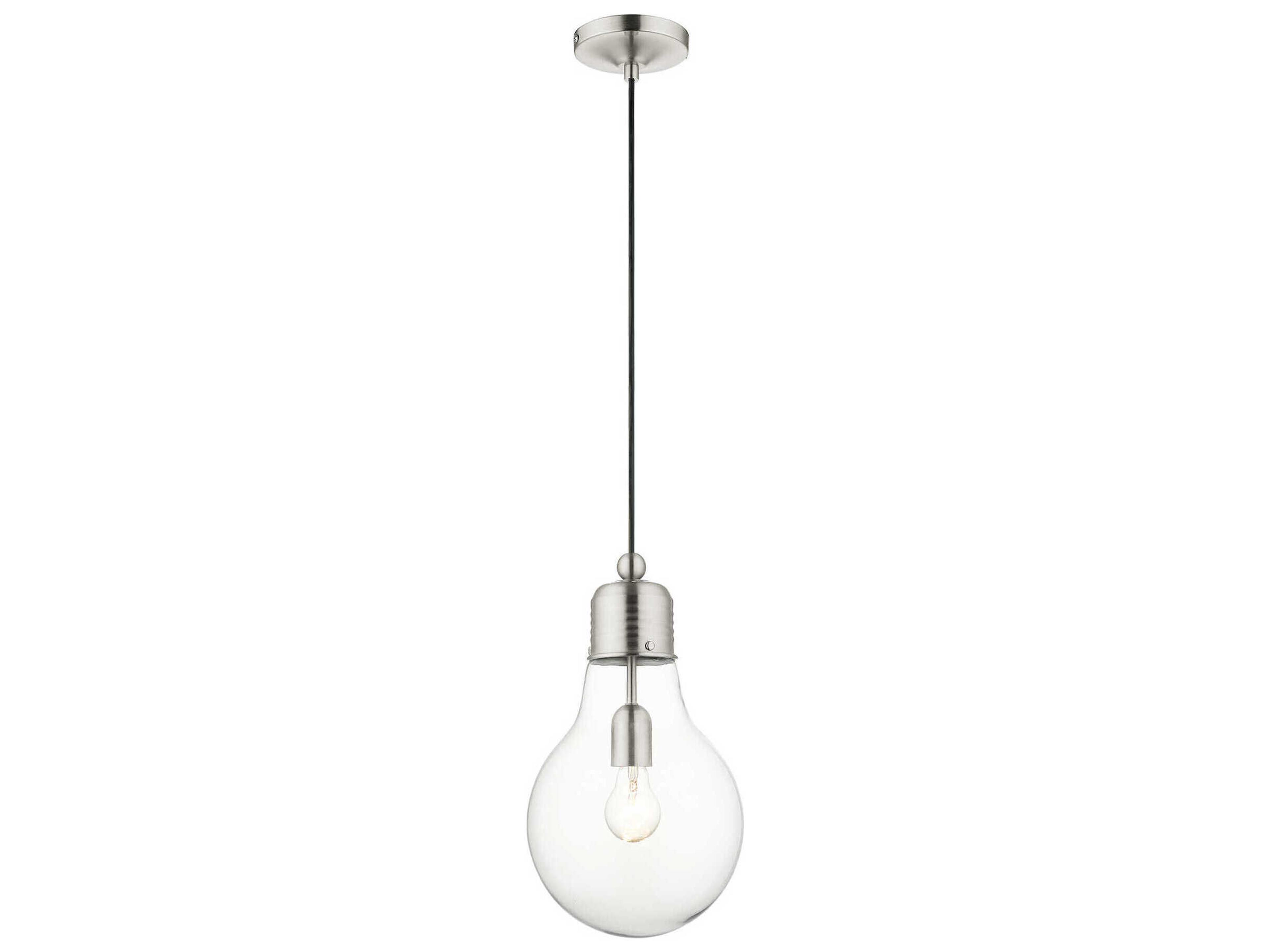 1-Light Brushed Nickel Clear Geometric Mini Pendant