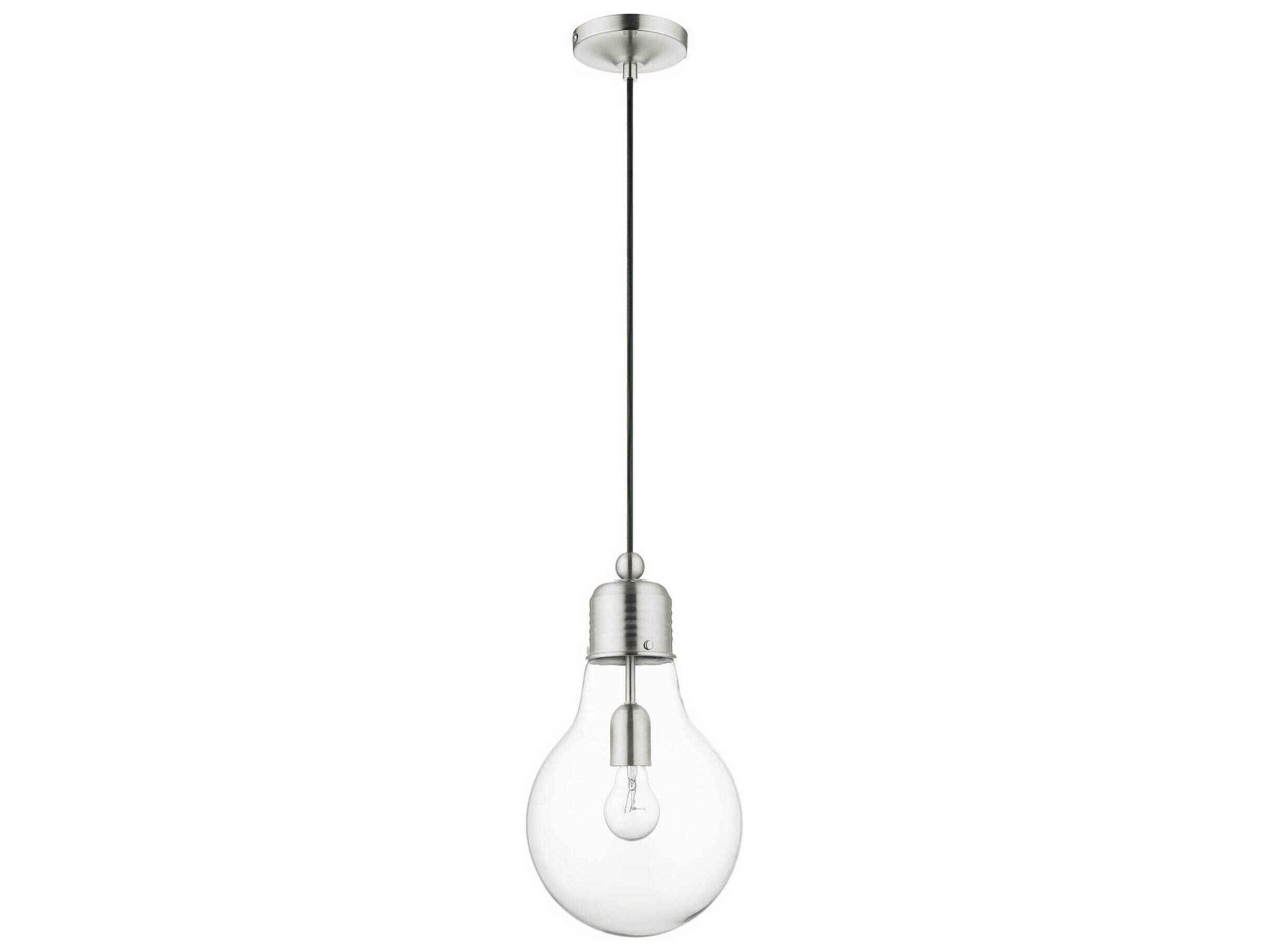 Livex Lighting 1-Light Brushed Nickel Clear Geometric Mini Pendant