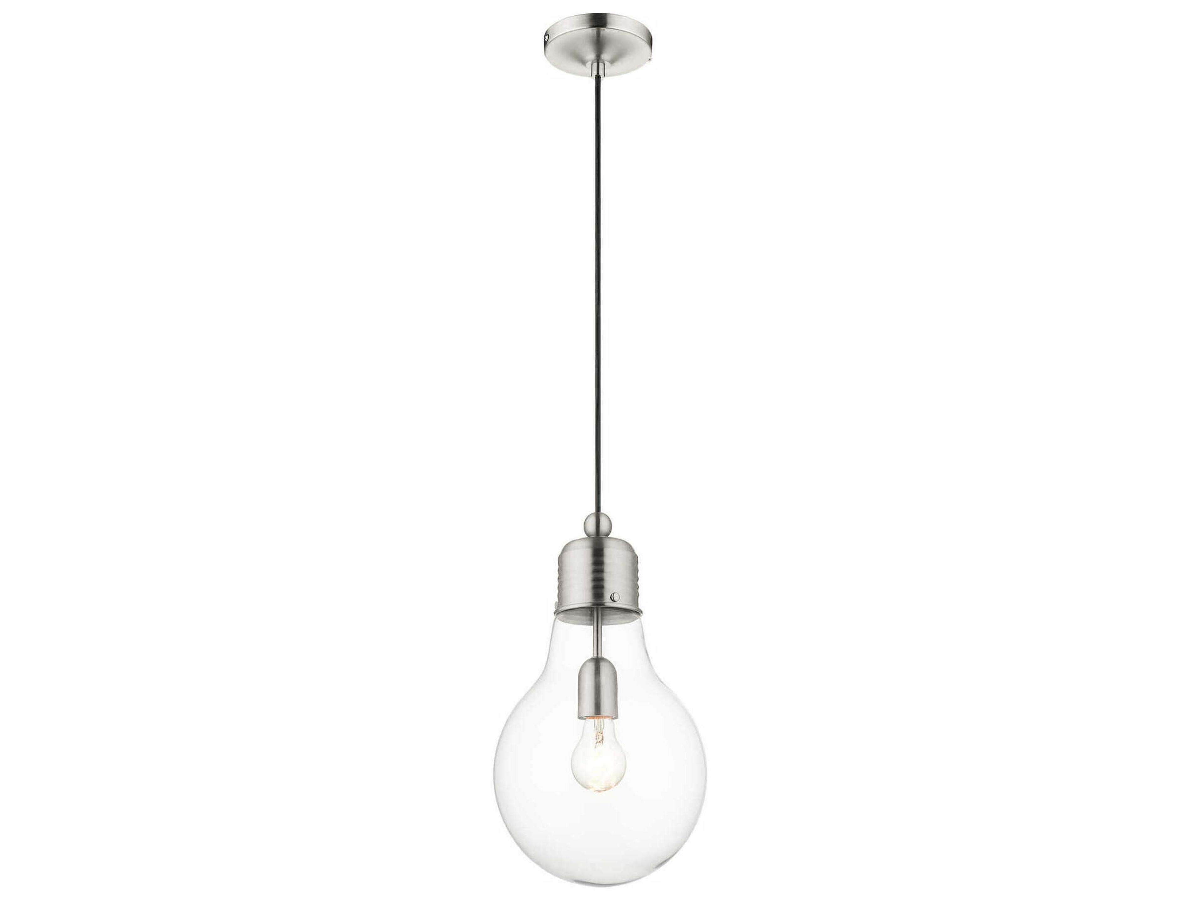 Livex Lighting 1-Light Brushed Nickel Clear Geometric Mini Pendant
