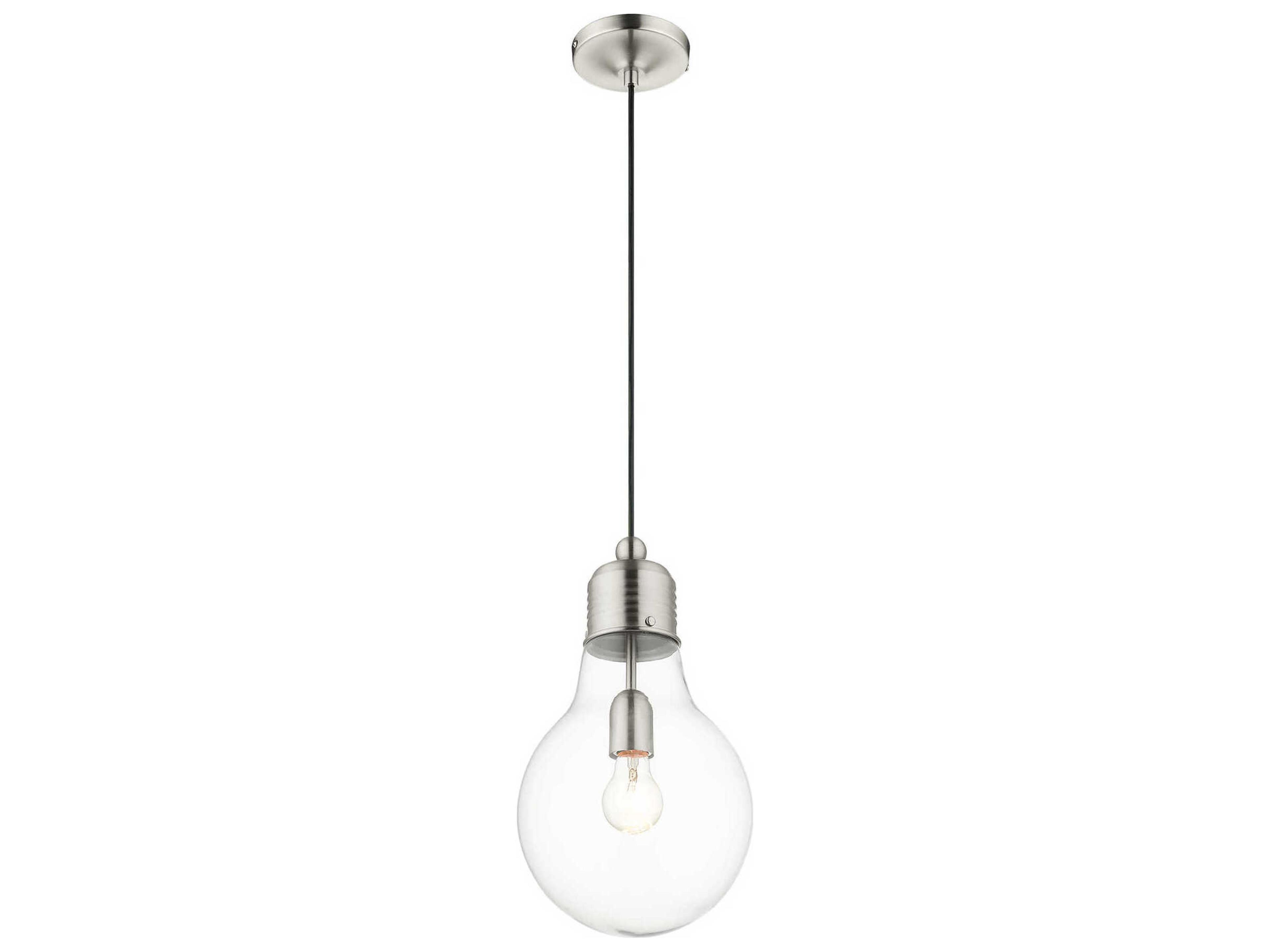 Livex Lighting 1-Light Brushed Nickel Clear Geometric Mini Pendant