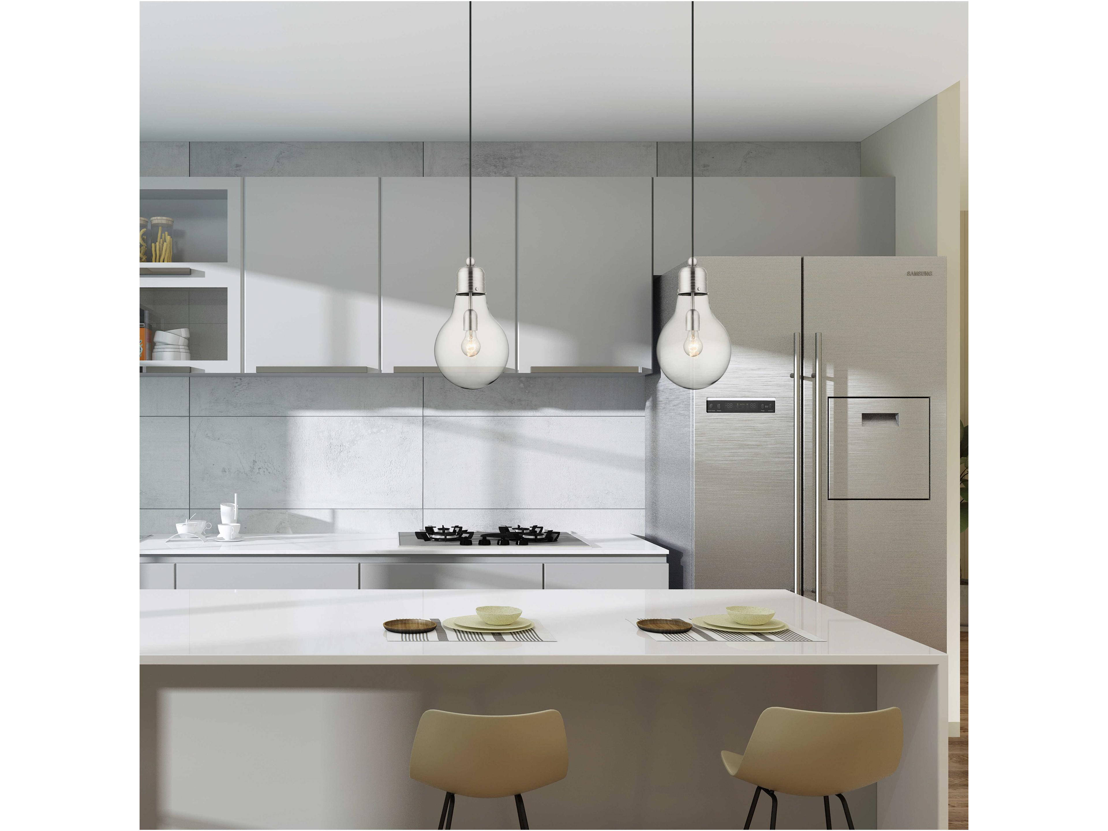 Livex Lighting 1-Light Brushed Nickel Clear Geometric Mini Pendant