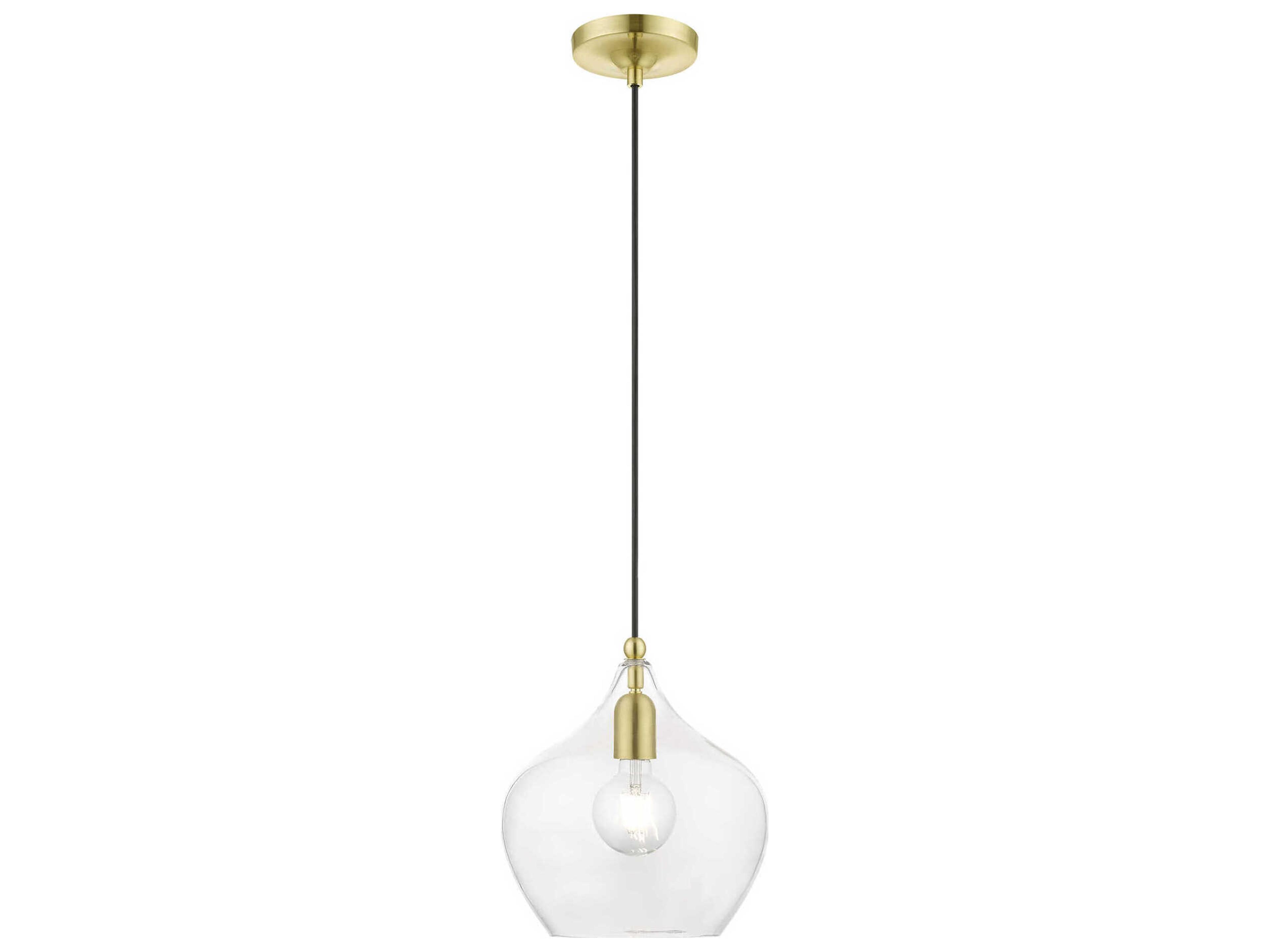 Aldrich 1-Light Satin Brass Polished Glass Bell Mini Pendant