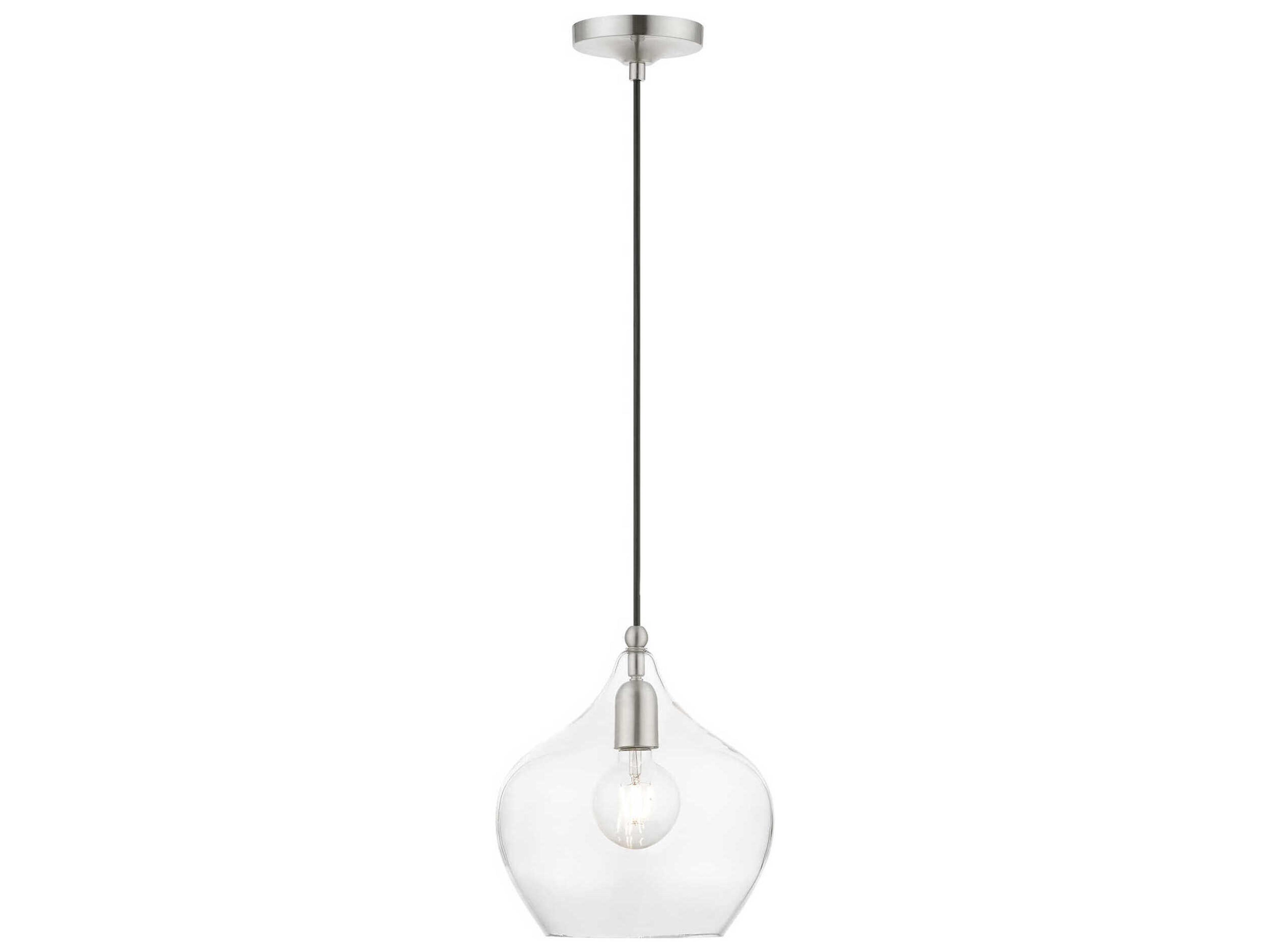 Aldrich 1-Light Brushed Nickel Glass Bell Mini Pendant