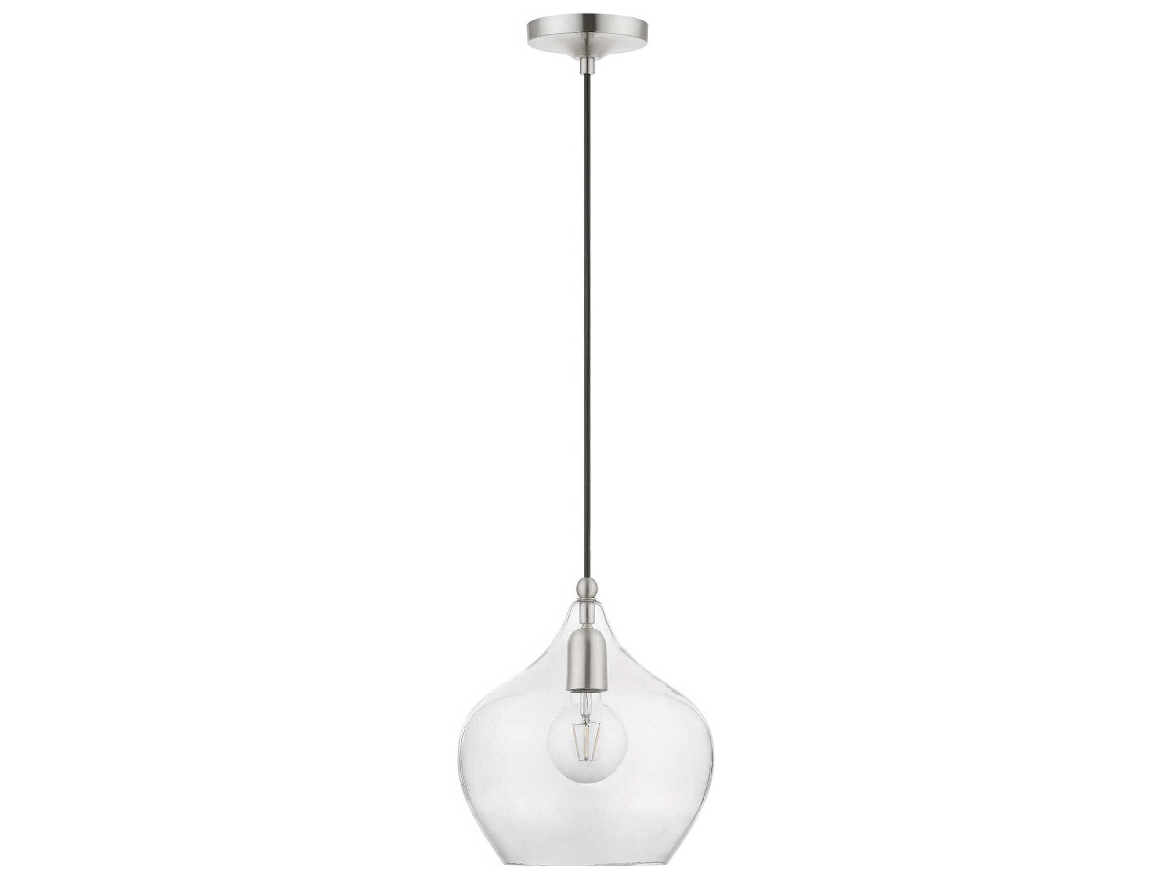 Livex Lighting Aldrich 1-Light Brushed Nickel Glass Bell Mini Pendant