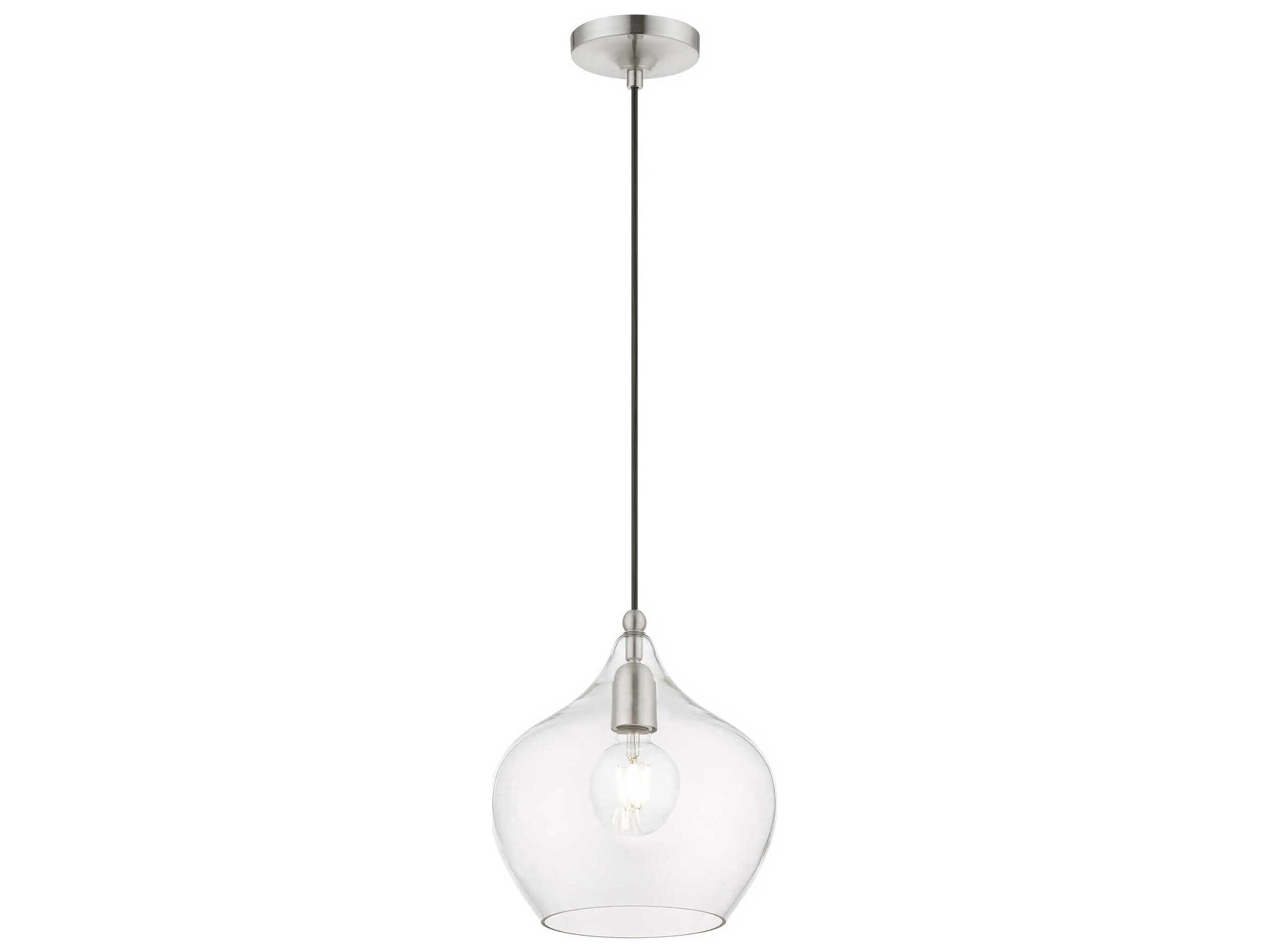 Livex Lighting Aldrich 1-Light Brushed Nickel Glass Bell Mini Pendant
