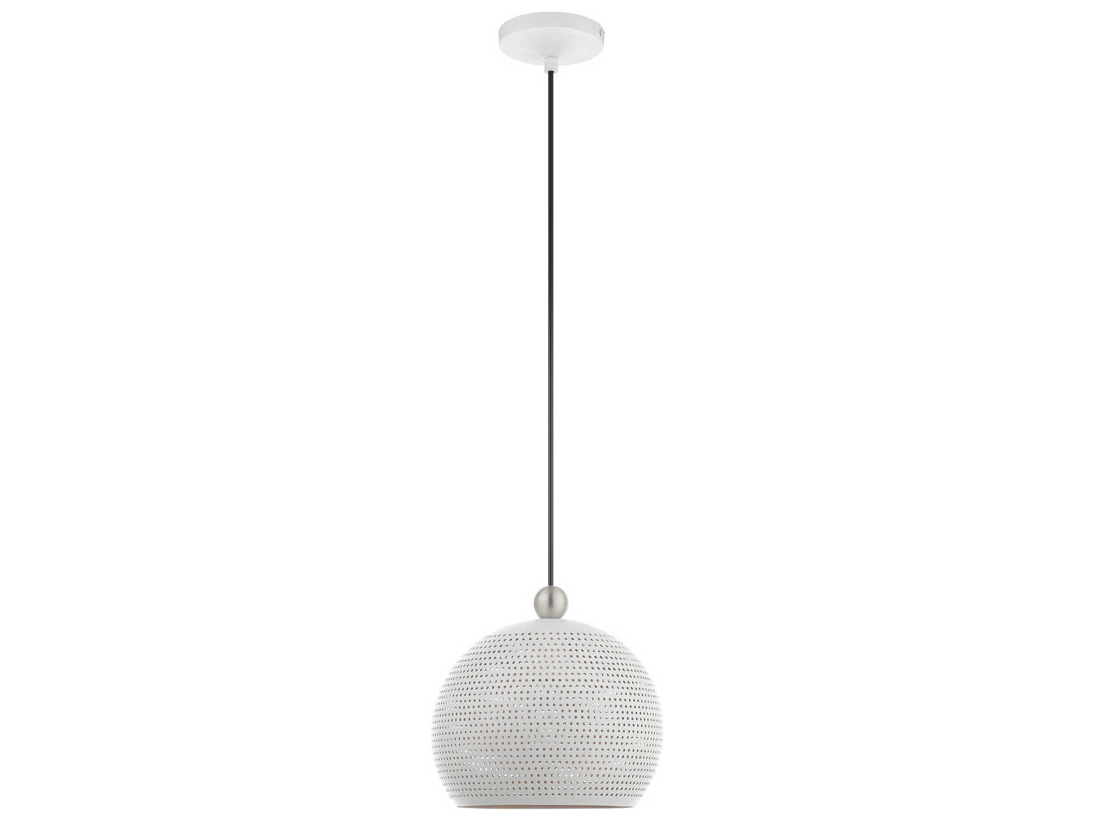 Livex Lighting Dublin 1-Light White Brushed Nickel Dome Mini Pendant
