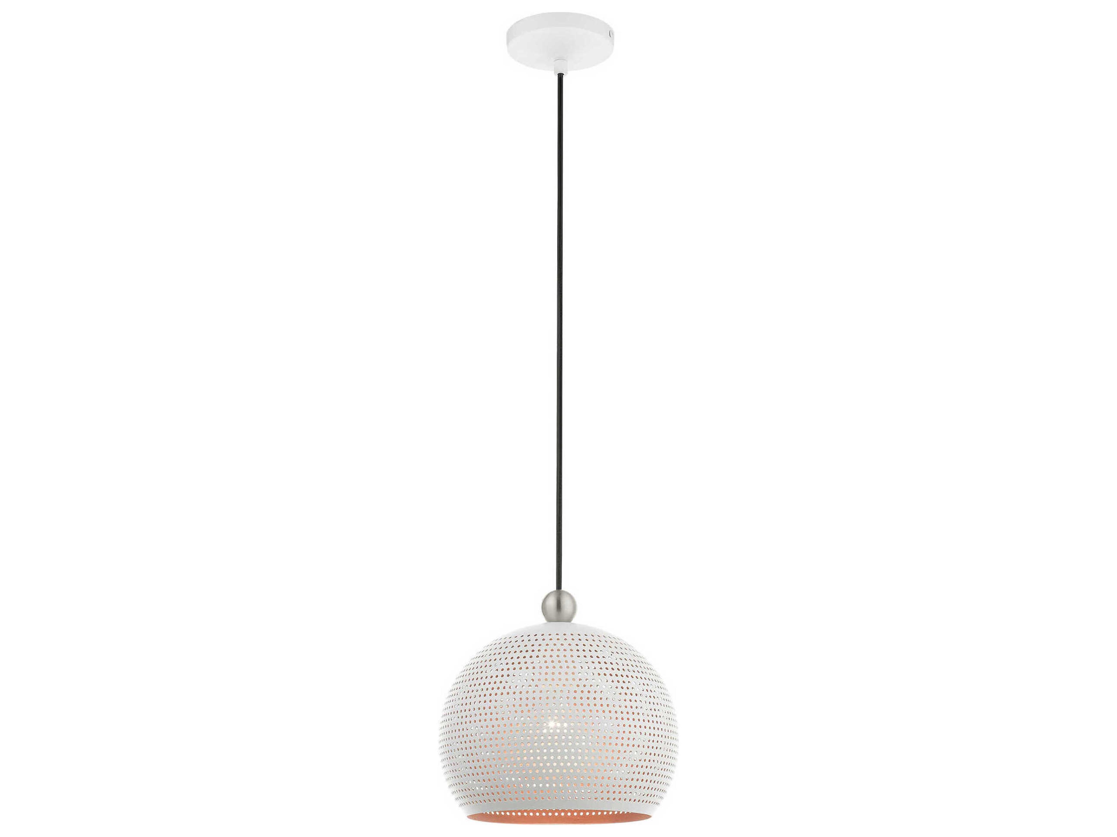 Livex Lighting Dublin 1-Light White Brushed Nickel Dome Mini Pendant