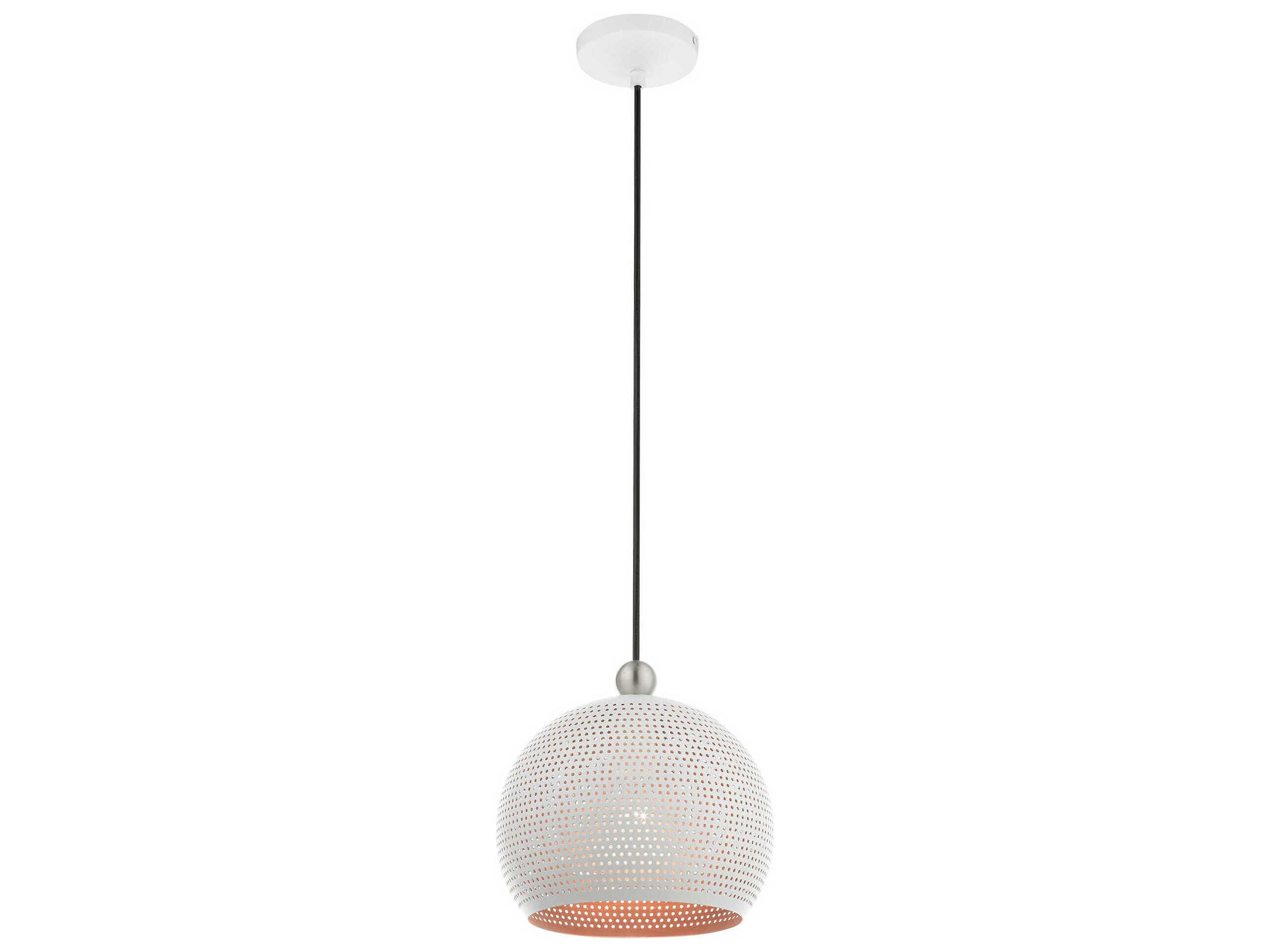 Livex Lighting Dublin 1-Light White Brushed Nickel Dome Mini Pendant