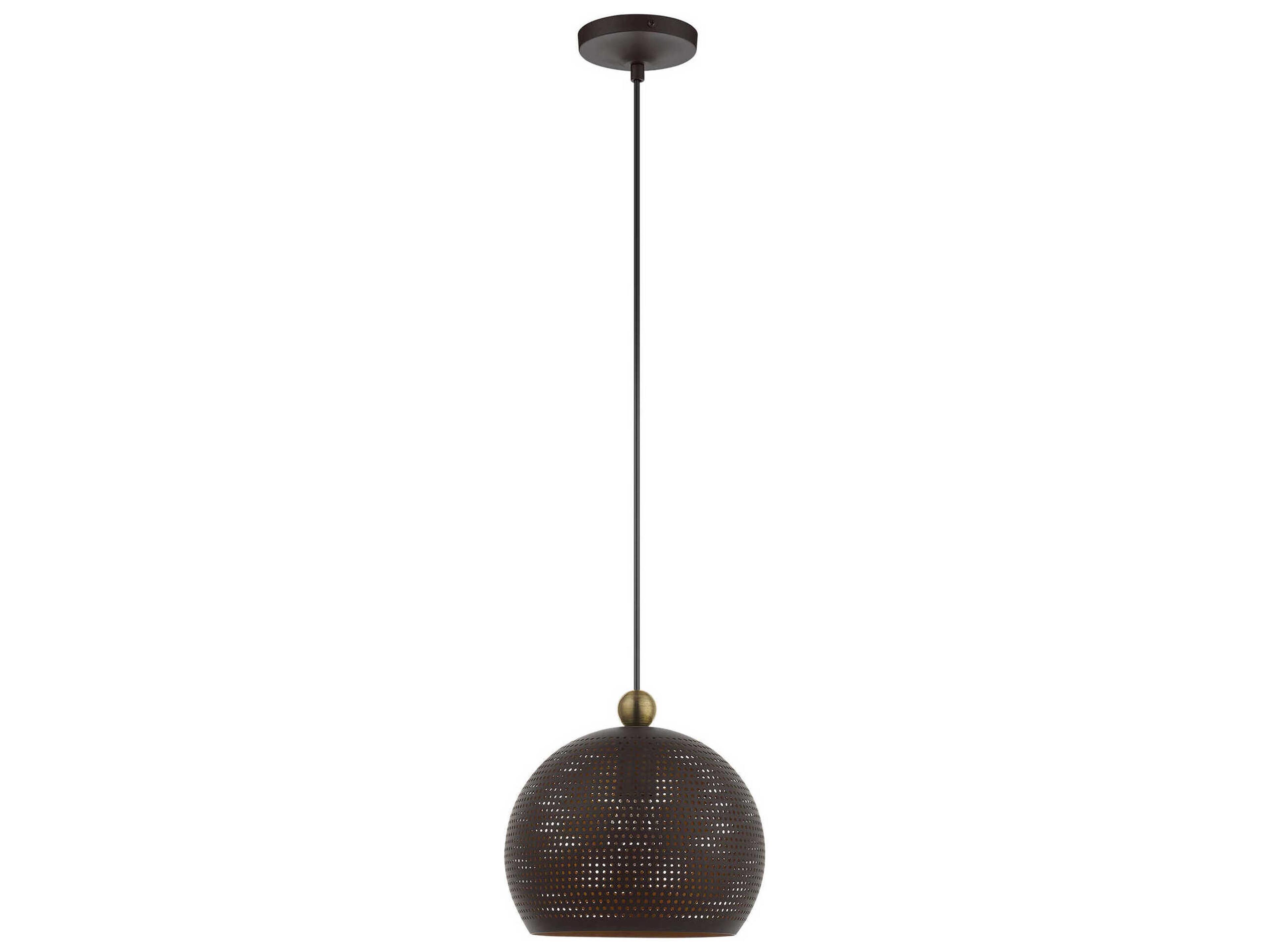 Livex Lighting Dublin 1-Light Bronze Antique Brass Dome Mini Pendant